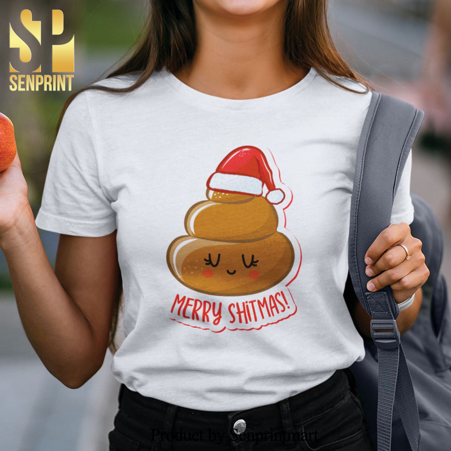 Christmas Poop Emoji Christmas Gifts Shirt Santa Hat