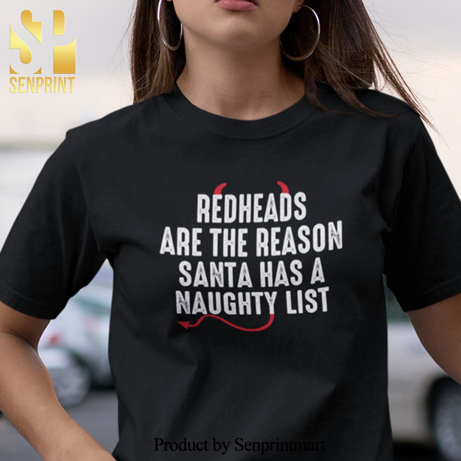 Christmas Redhead Christmas Gifts Shirt The Reason Santa Has A Naughty List