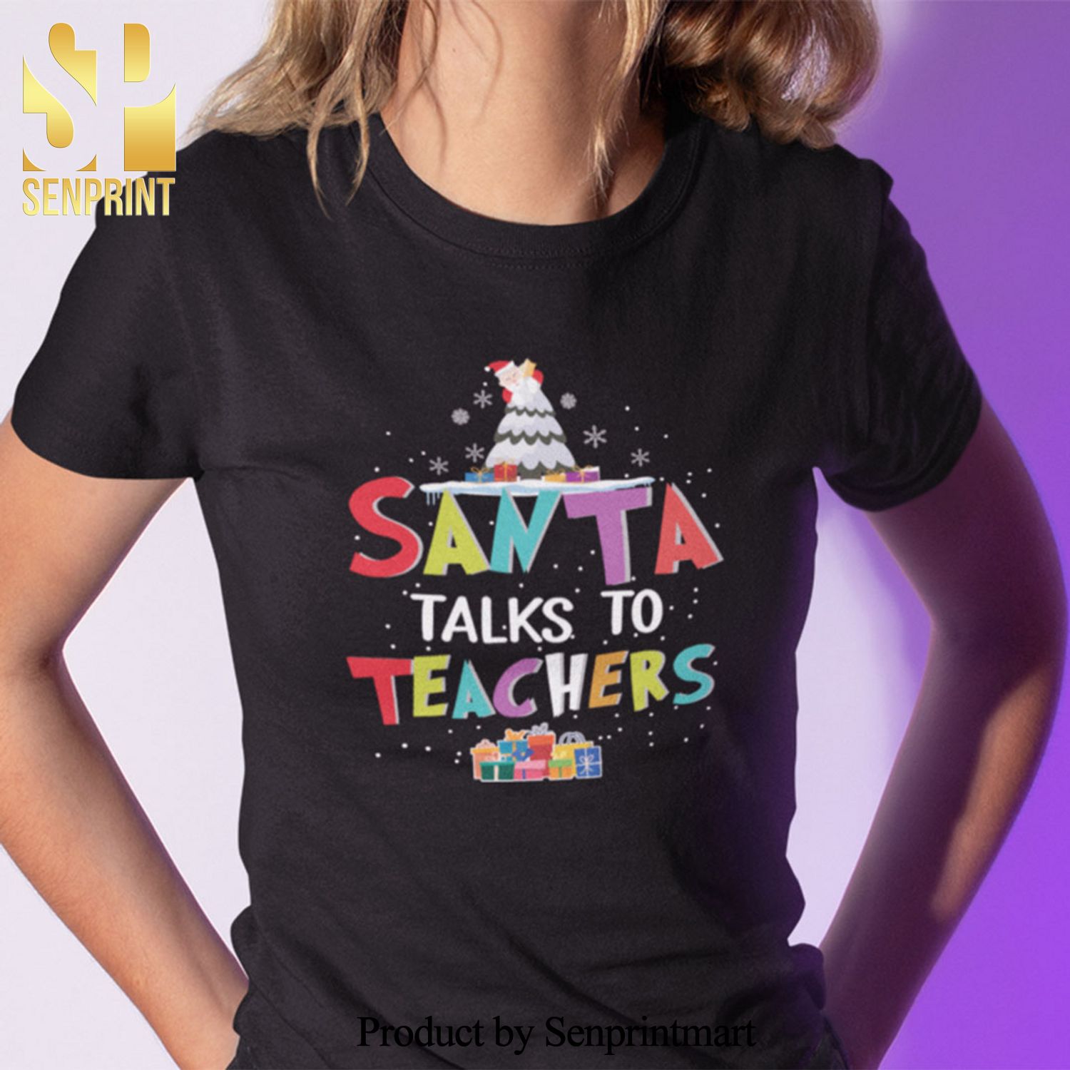 Christmas Teacher Christmas Gifts Shirt Santa Talks To Teacher