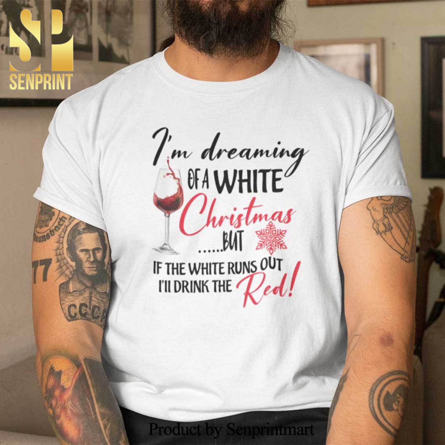 Christmas Wine Glass Christmas Gifts Shirt I’m Dreaming Of A White Christmas