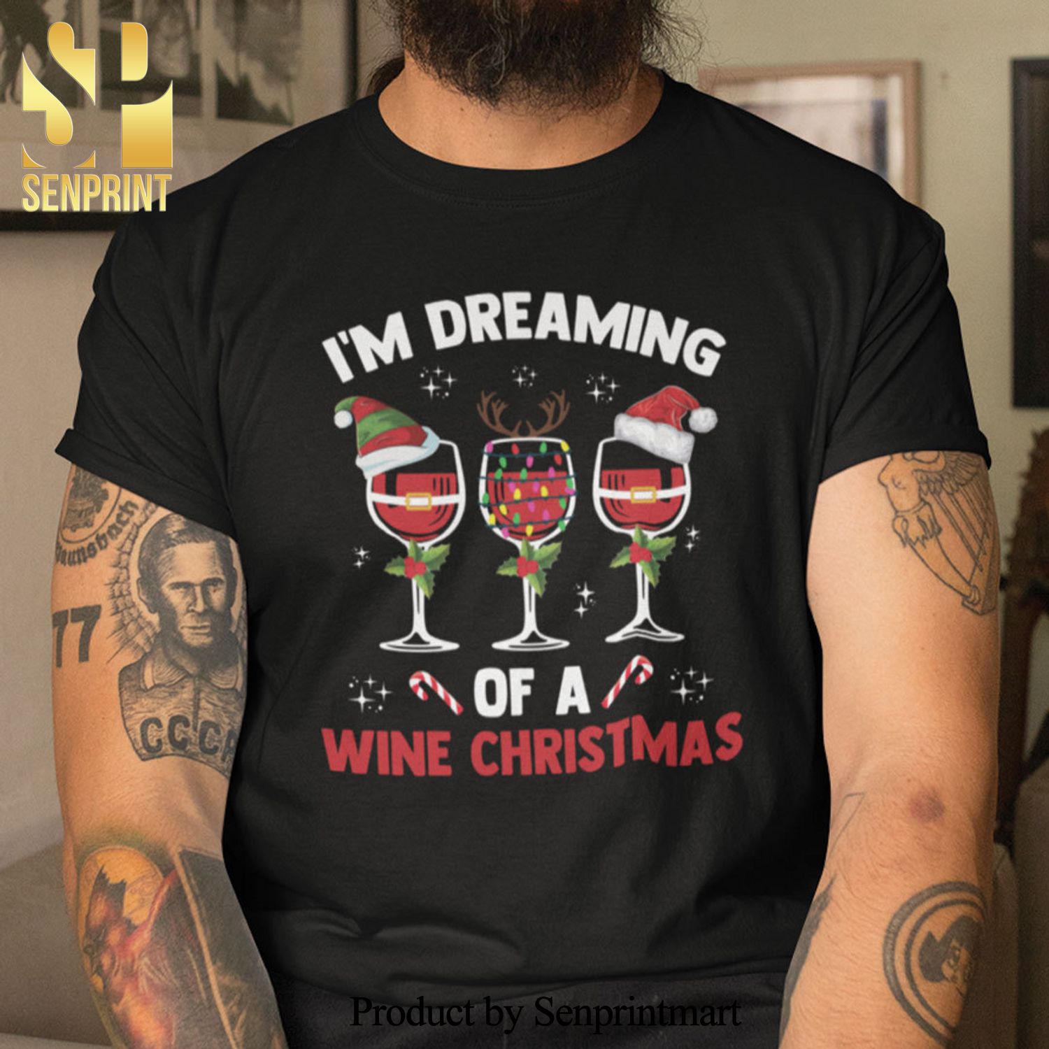 Christmas Wine Glass Christmas Gifts Shirt I’m Dreaming Of A Wine Christmas