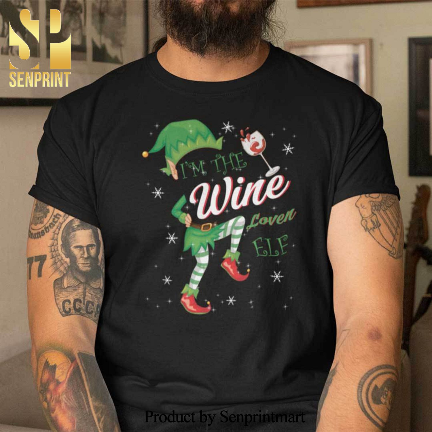 Christmas Wine Glass Christmas Gifts Shirt I’m The Wine Lover Elf