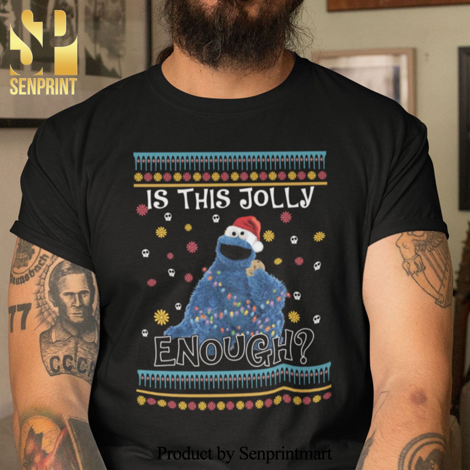 Cookie Monster Is This Jolly Enough Christmas Gifts Shirt
