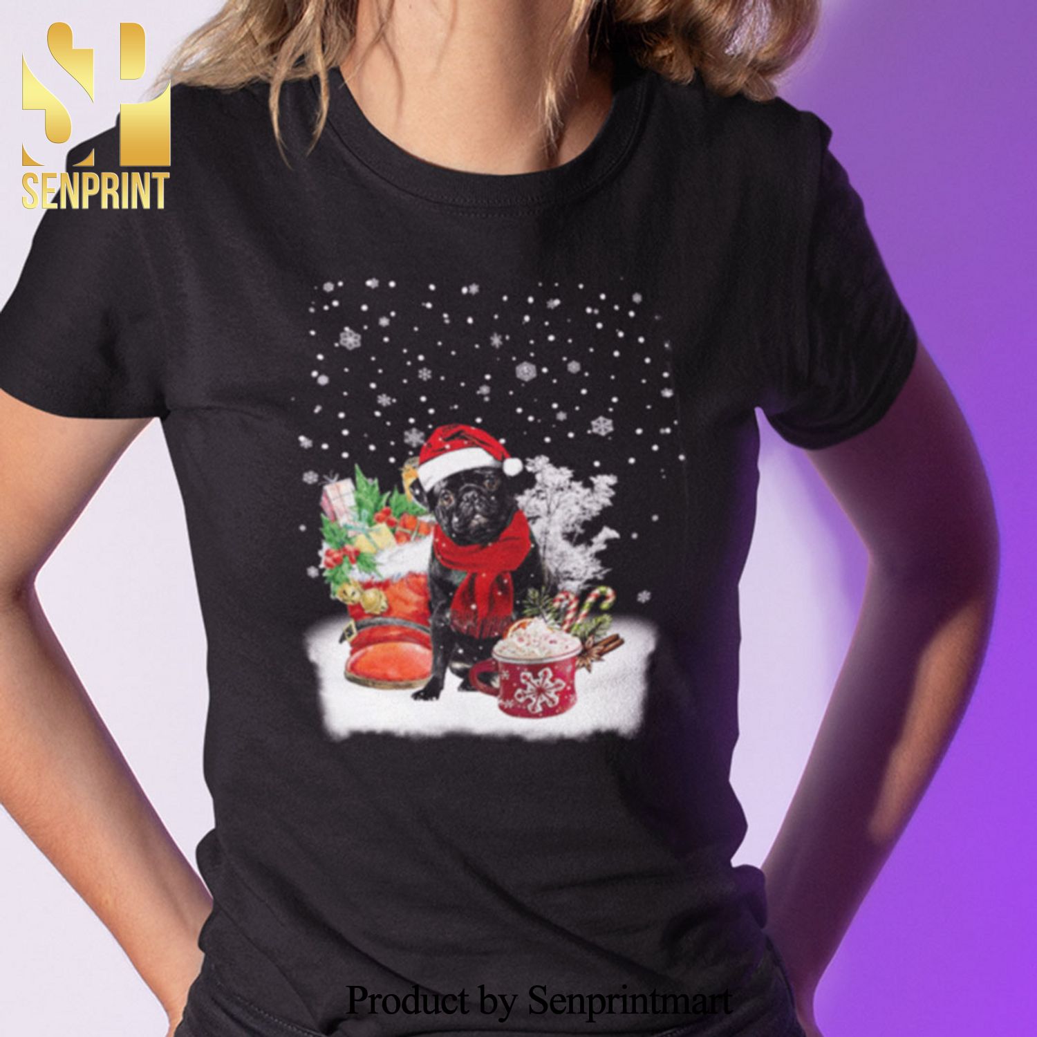 Dog Christmas Gifts Shirt Black Pug Lovers