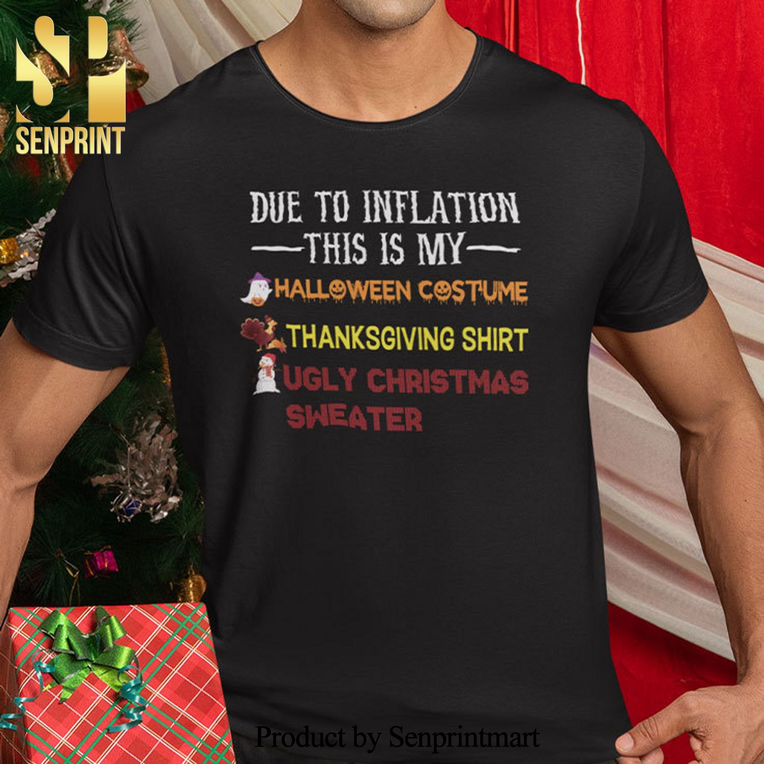 Due to Inflation This is My Halloween Costume Thanksgiving Christmas Gifts Shirt Ugly Christmas Sweater