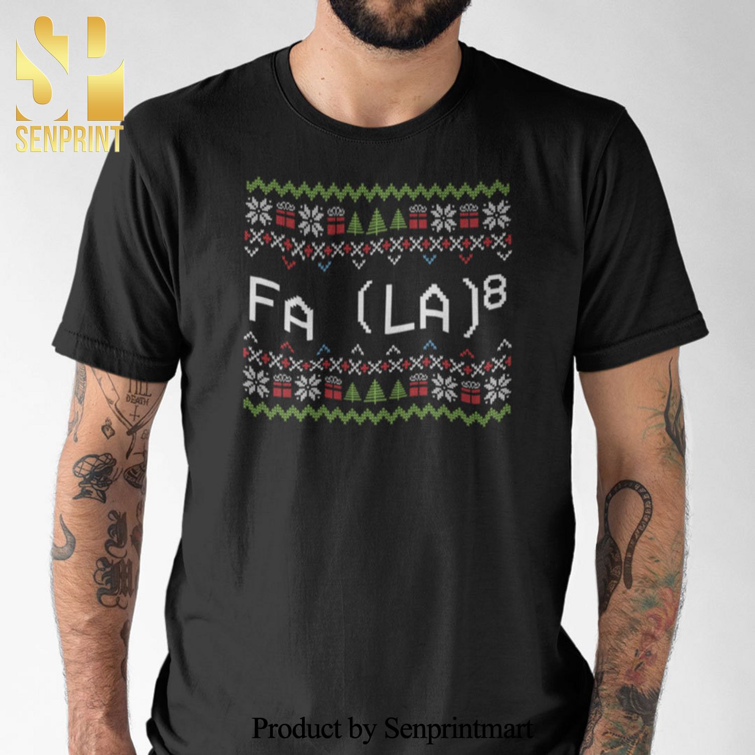 FA  LA 8 Christmas Gifts Shirt Maths Equation Ugly Christmas Tee