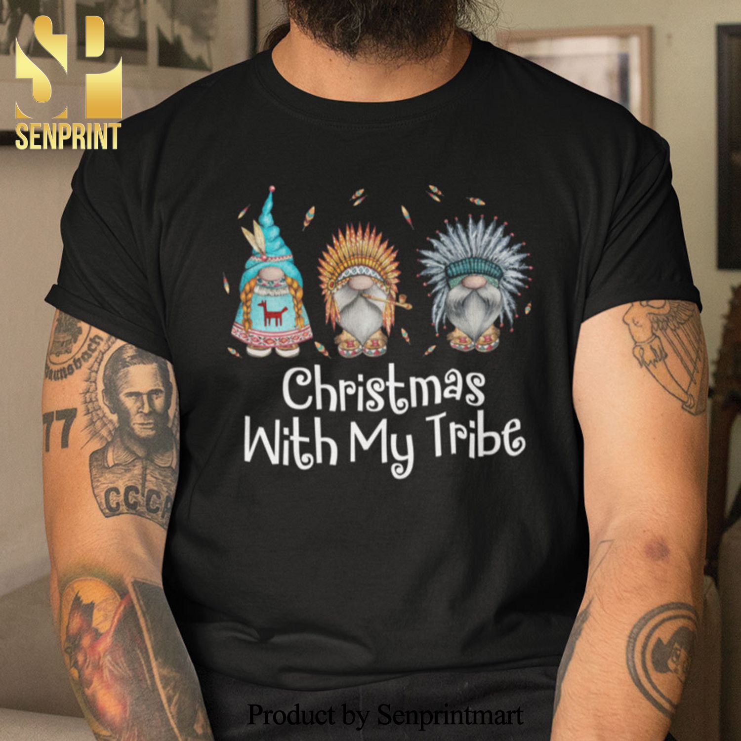 Gnomes Love Christmas With My Tribe Christmas Gifts Shirt