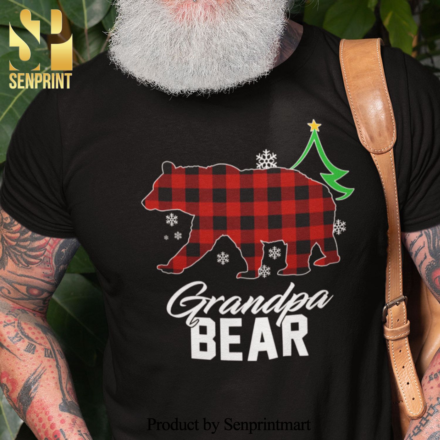 Grandpa Bear Christmas Gifts Shirt Red Buffalo Plaid Polar Bear