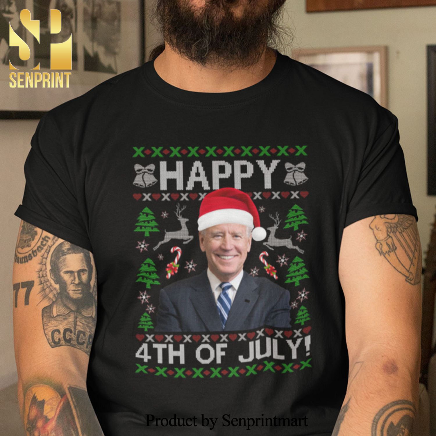 Happy 4th Of July Christmas Gifts Shirt Joe Biden Ugly Christmas