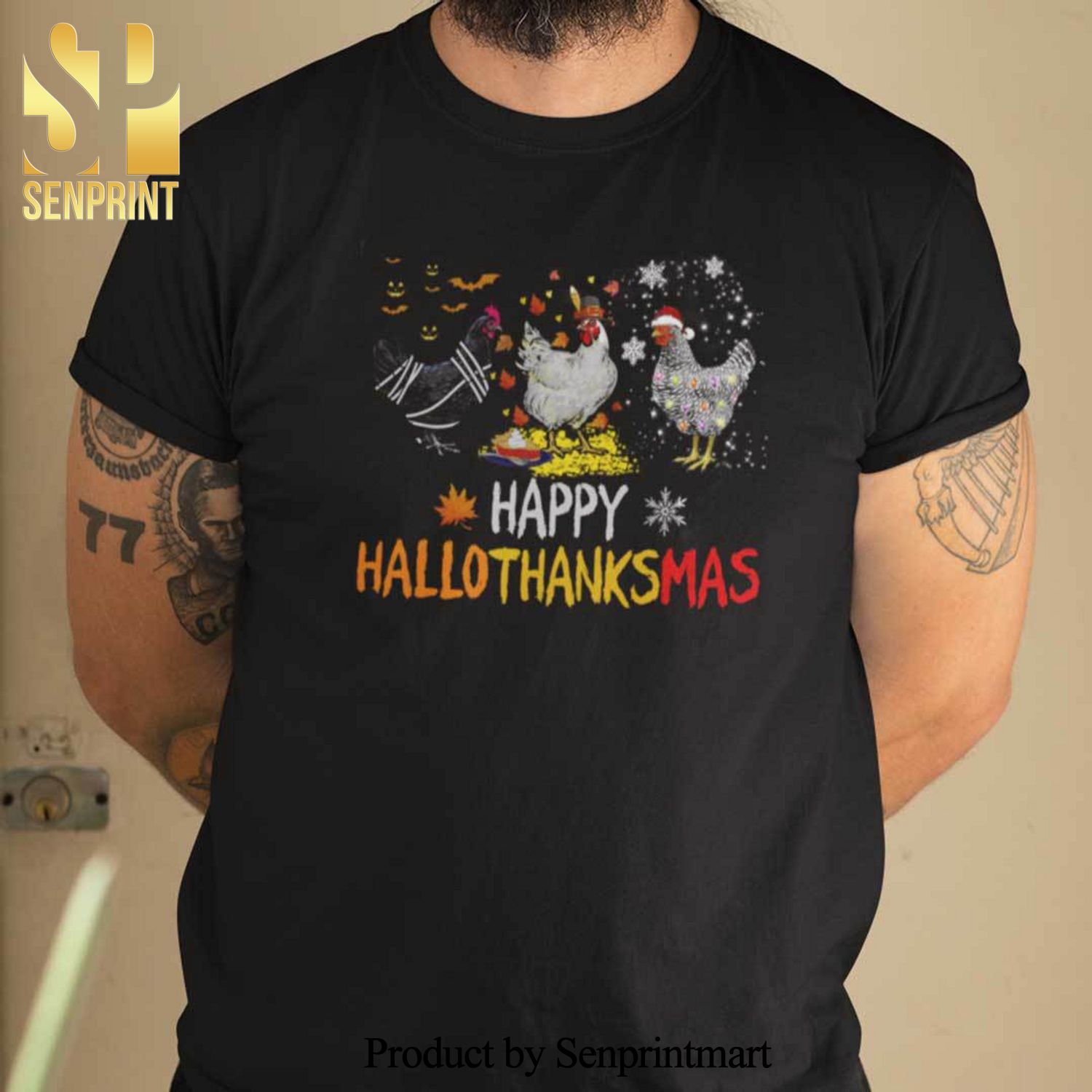 Happy Hallothanksmas Christmas Gifts Shirt Chicken Lovers