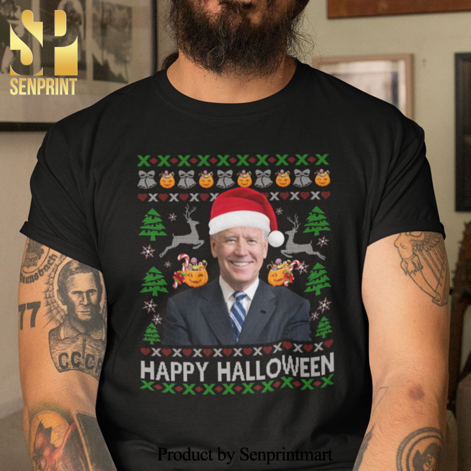 Happy Halloween Joe Biden Ugly Christmas Gifts Shirt