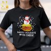 Happy Holidays With Cheese Gifts Shirt Santa Hat Cheeseburger