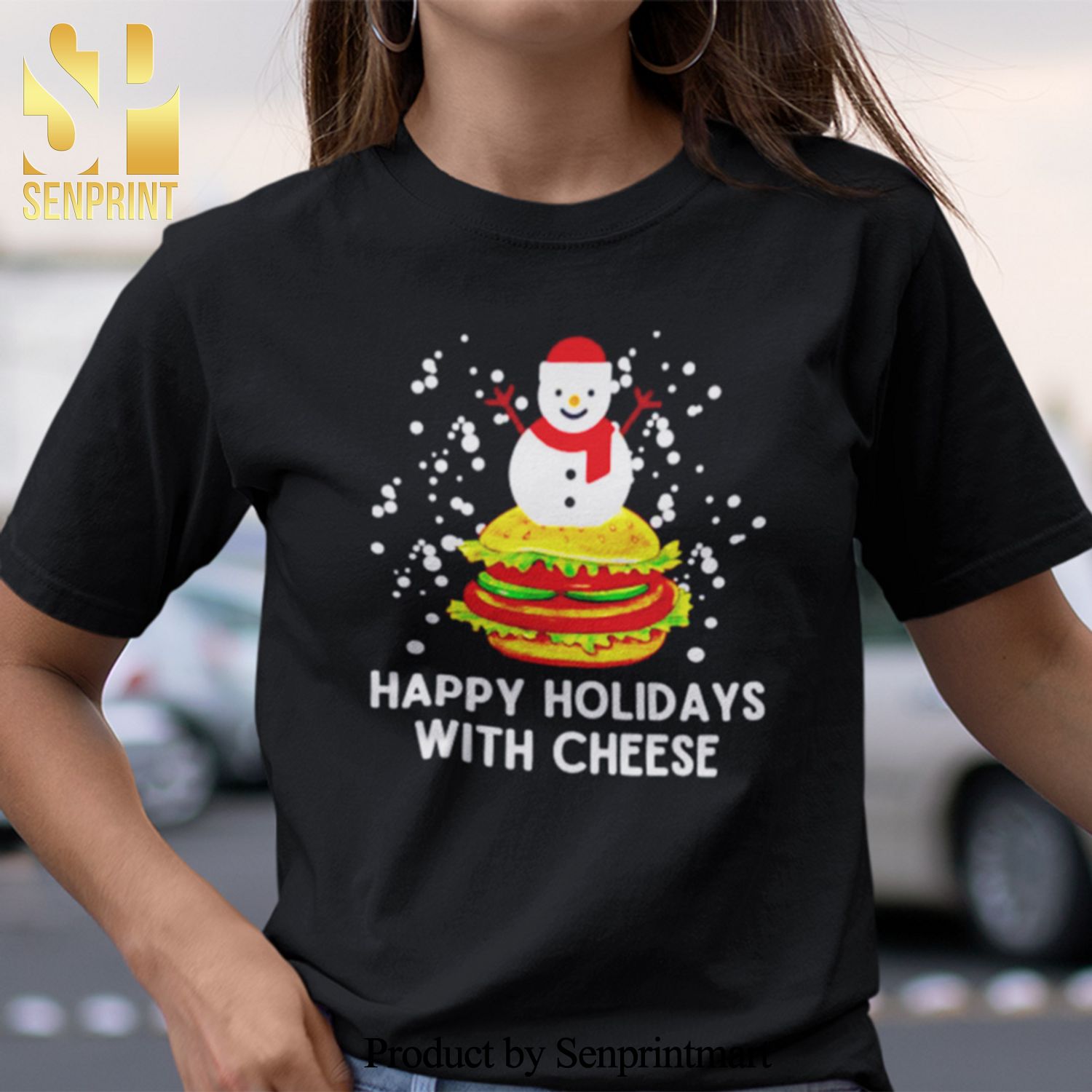 Happy Holidays With Cheese Christmas Gifts ShirSnowman