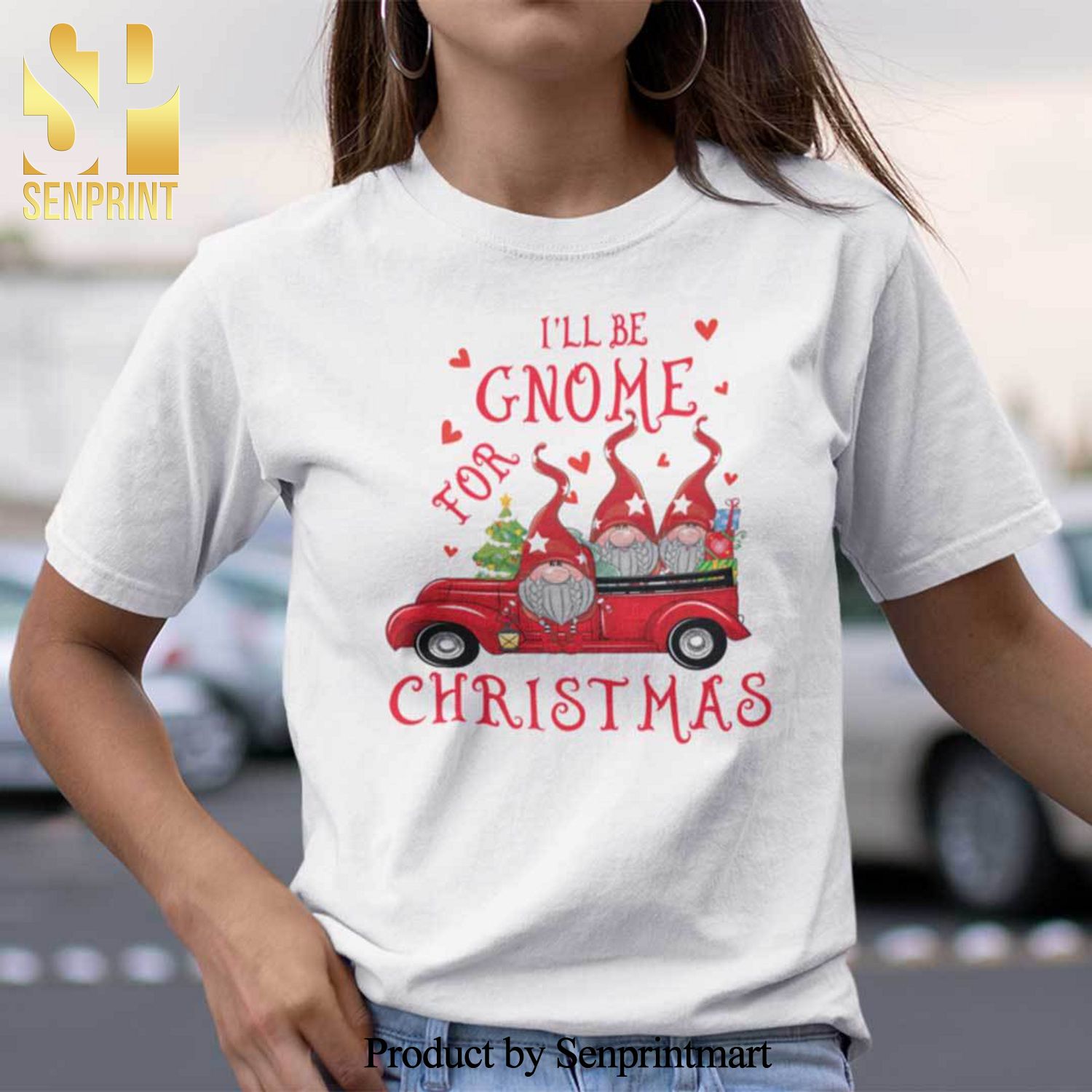 I’ll Be Gnome For Christmas Gifts Shirt Gnome Red Car