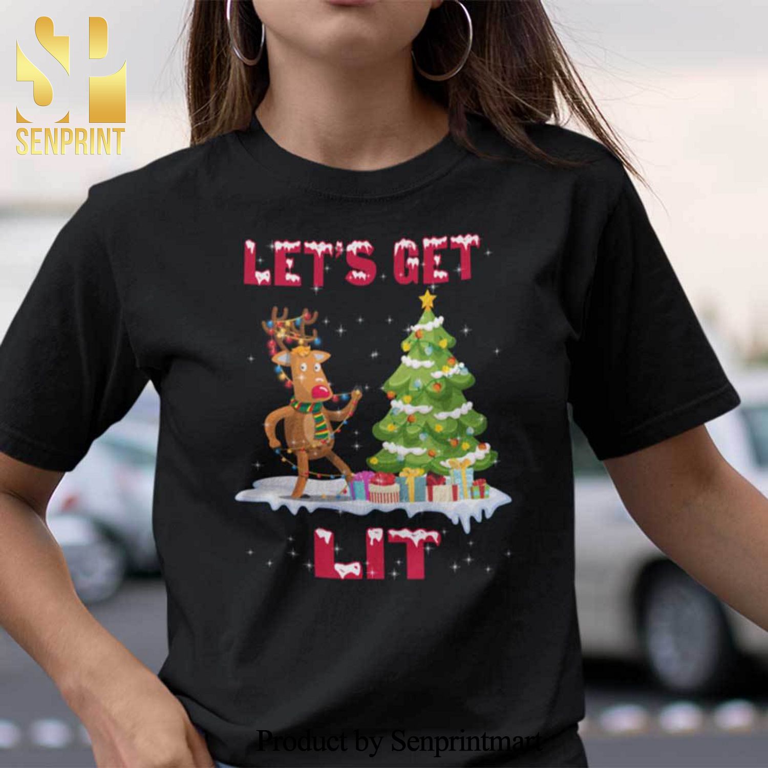 Let’s Get LiGifts Shirt Reindeer Christmas Tree