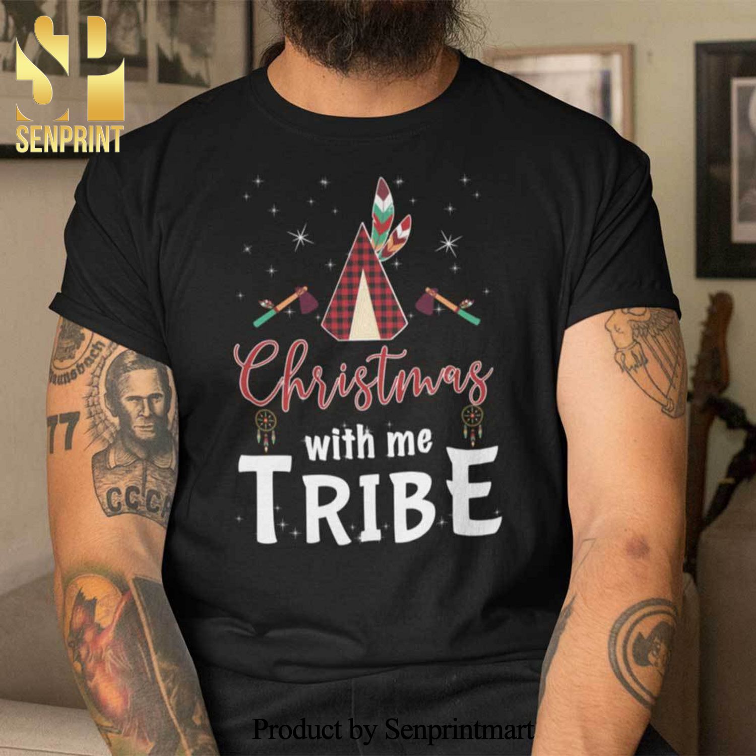 Love Christmas With My Tribe Christmas Gifts Shirt Family Christmas Tee