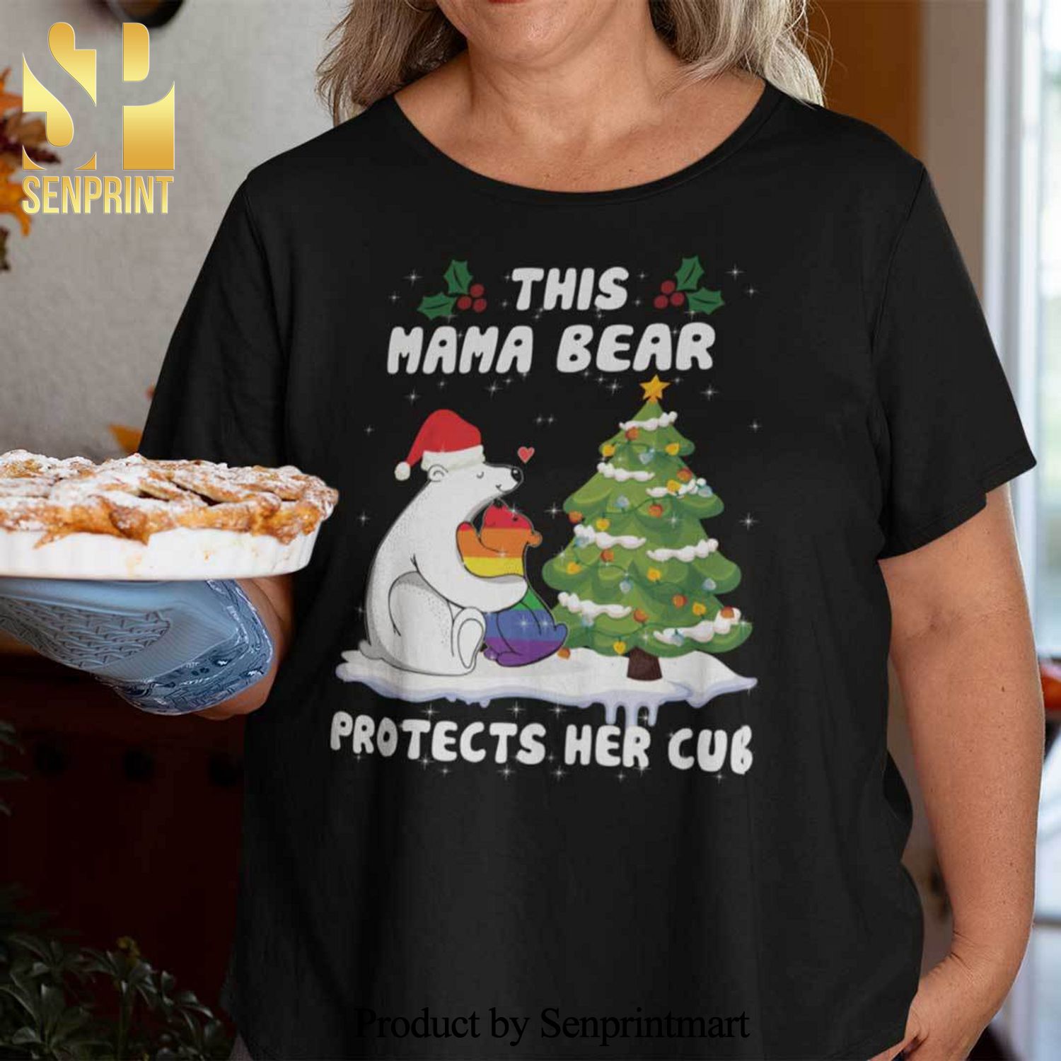 Mama Bear Christmas Gifts Shirt This Mama Bear Protects Her Cub
