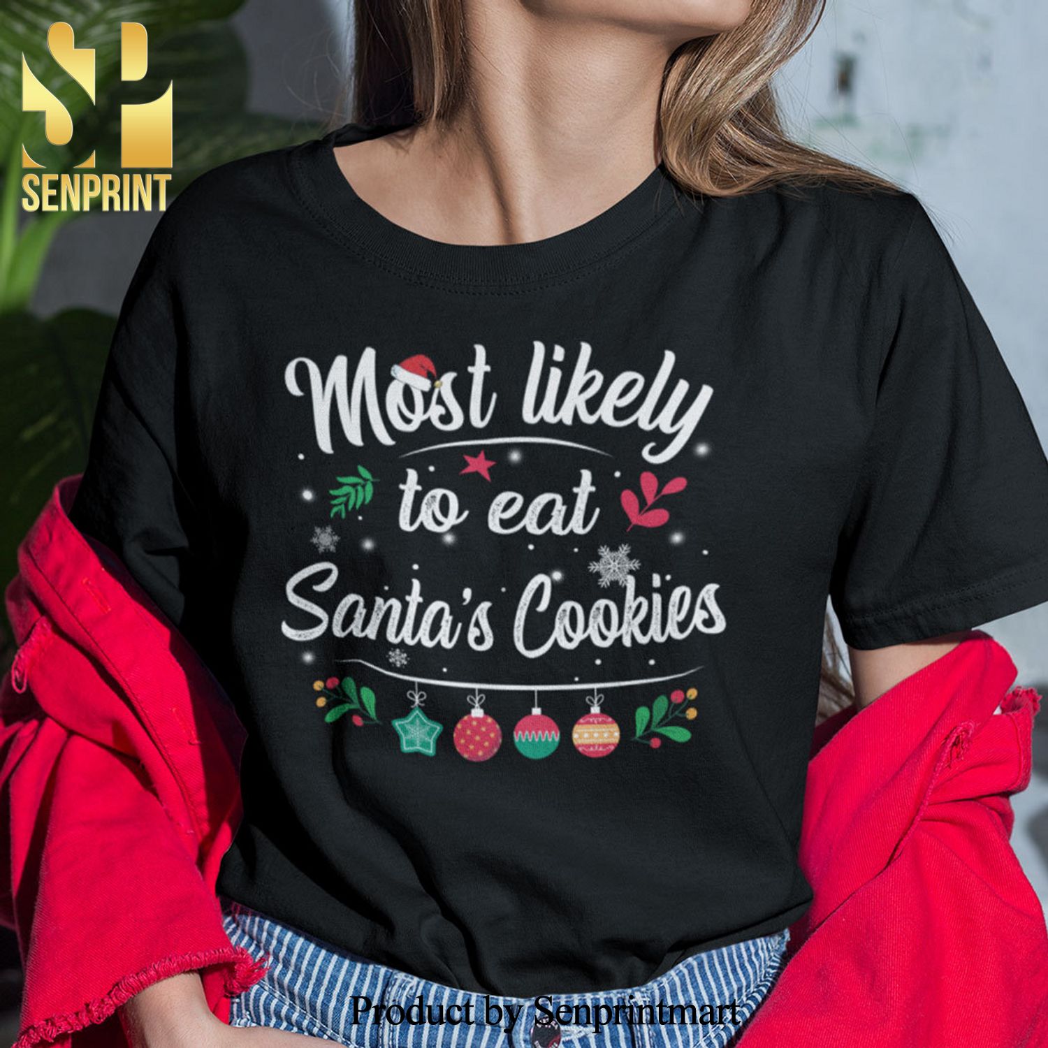 Most Likely To Eat Santa Cookies Christmas Gifts Shirt