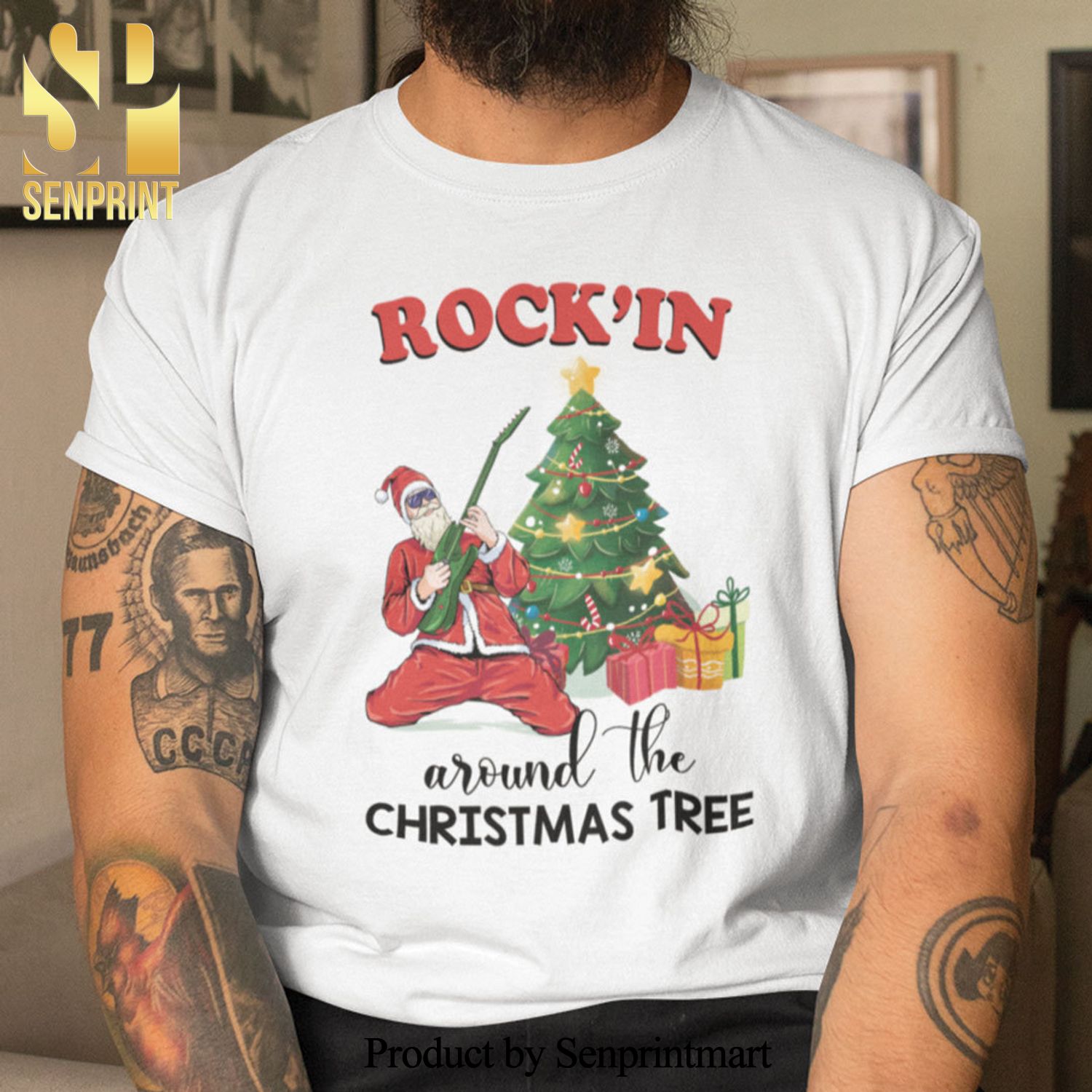 Rock And Roll Christmas Gifts Shirt Rock In Around Christmas Tree