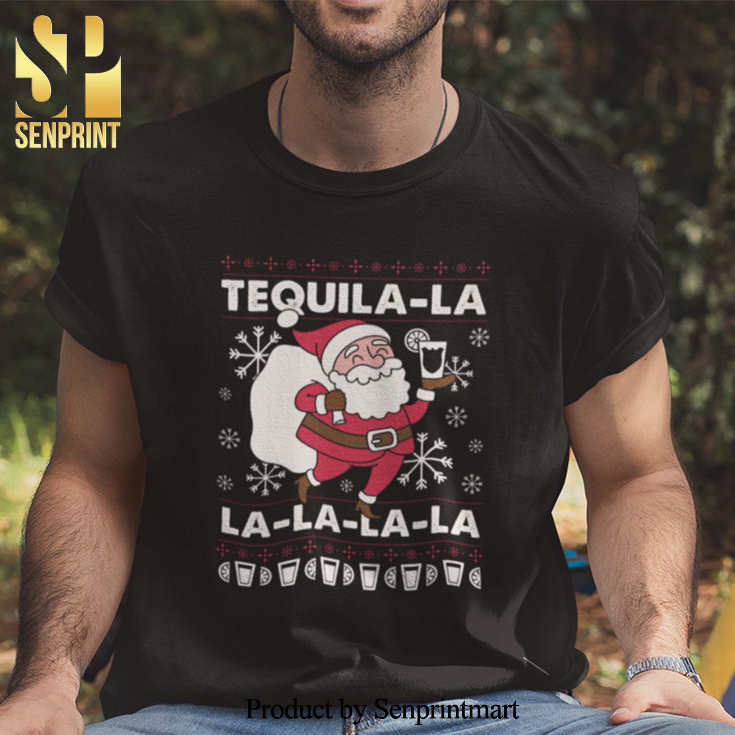 Santa Tequila Christmas Gifts Shirt Tequila La La La La La