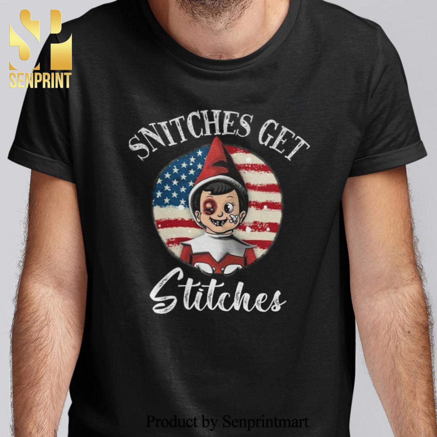 Snitches Get Stitches American Flag Christmas Gifts Shirt