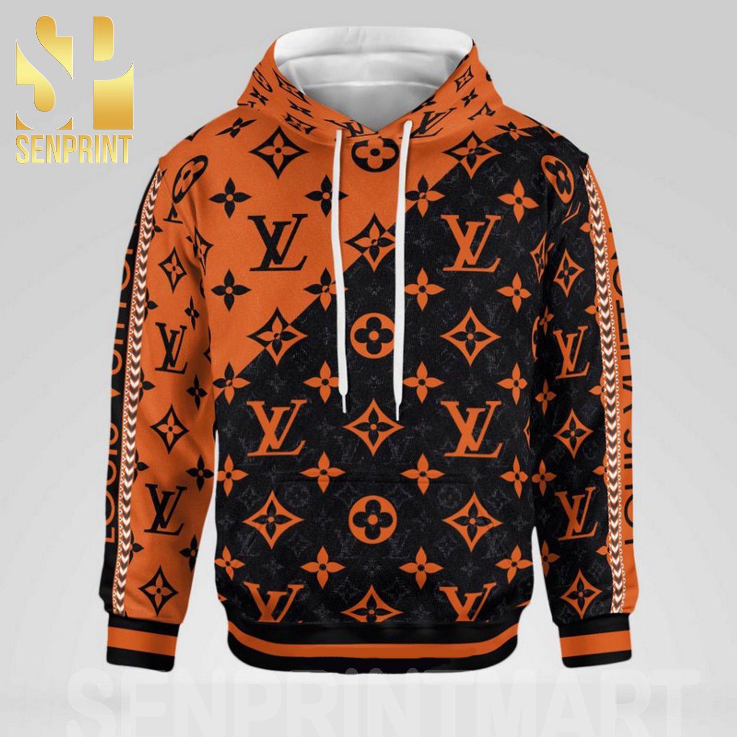 Louis Vuitton Orange Classic Symbol Pattern Full Printed Shirt
