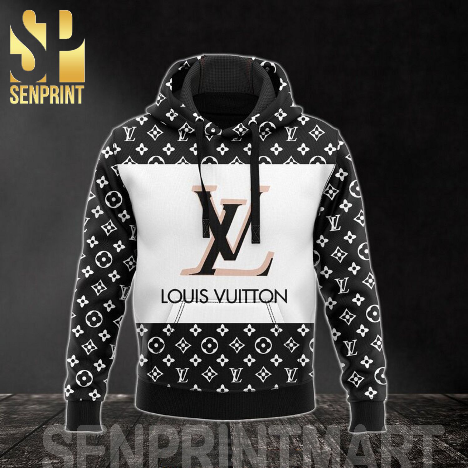 Louis Vuitton With Black Classic Logo Pattern Full Printed Shirt