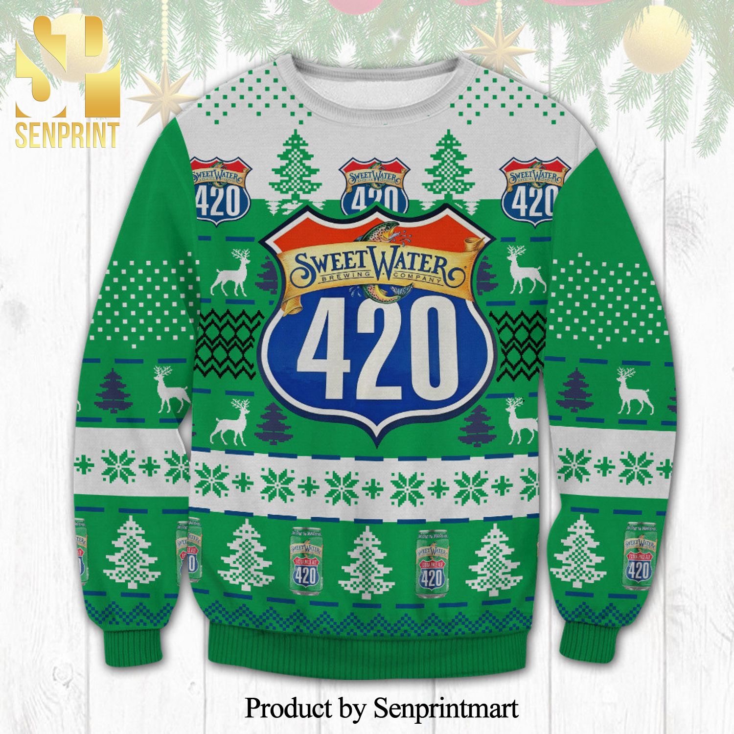 420 Extra Pale Ale Beer SweetWater Brewing Company Knitted Ugly Christmas Sweater