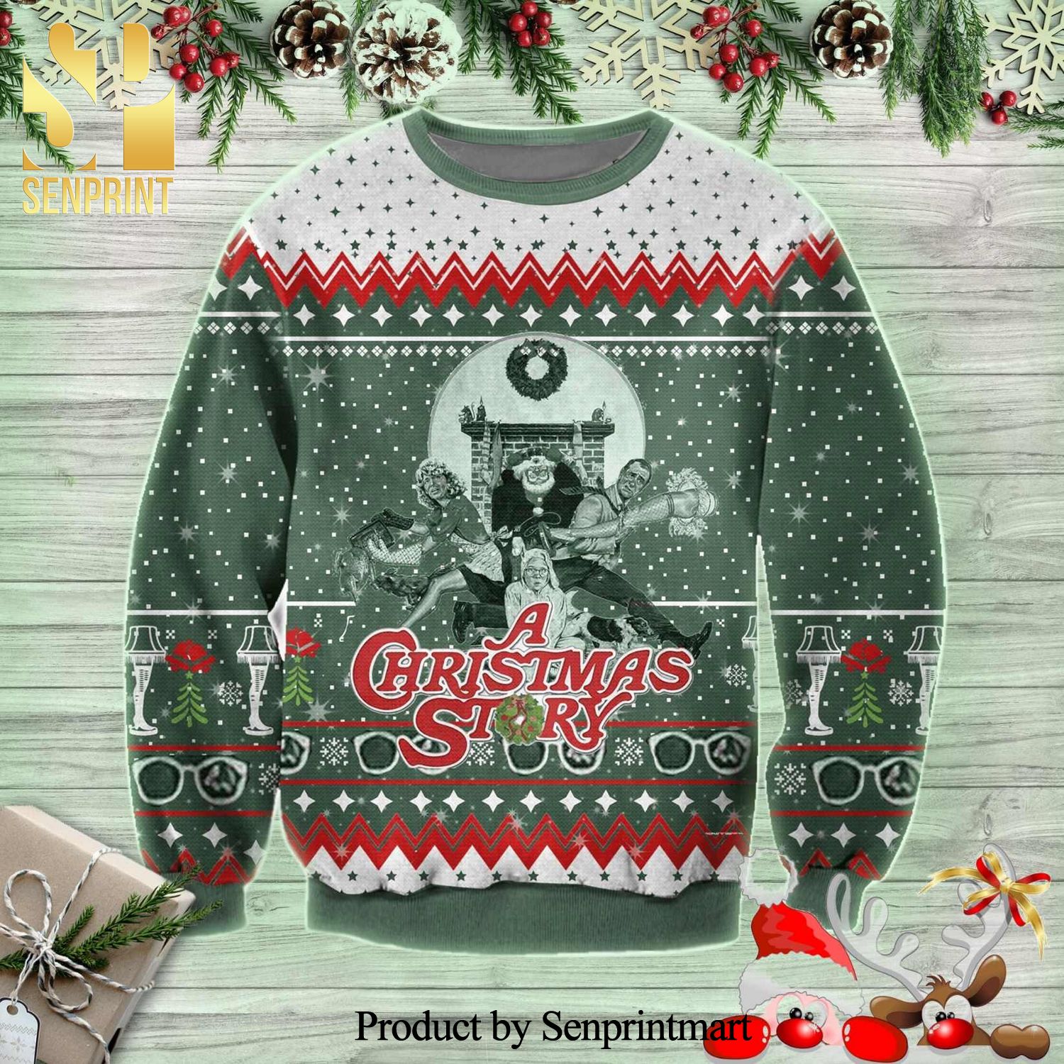 A Christmas Story Poster Knitted Ugly Christmas Sweater