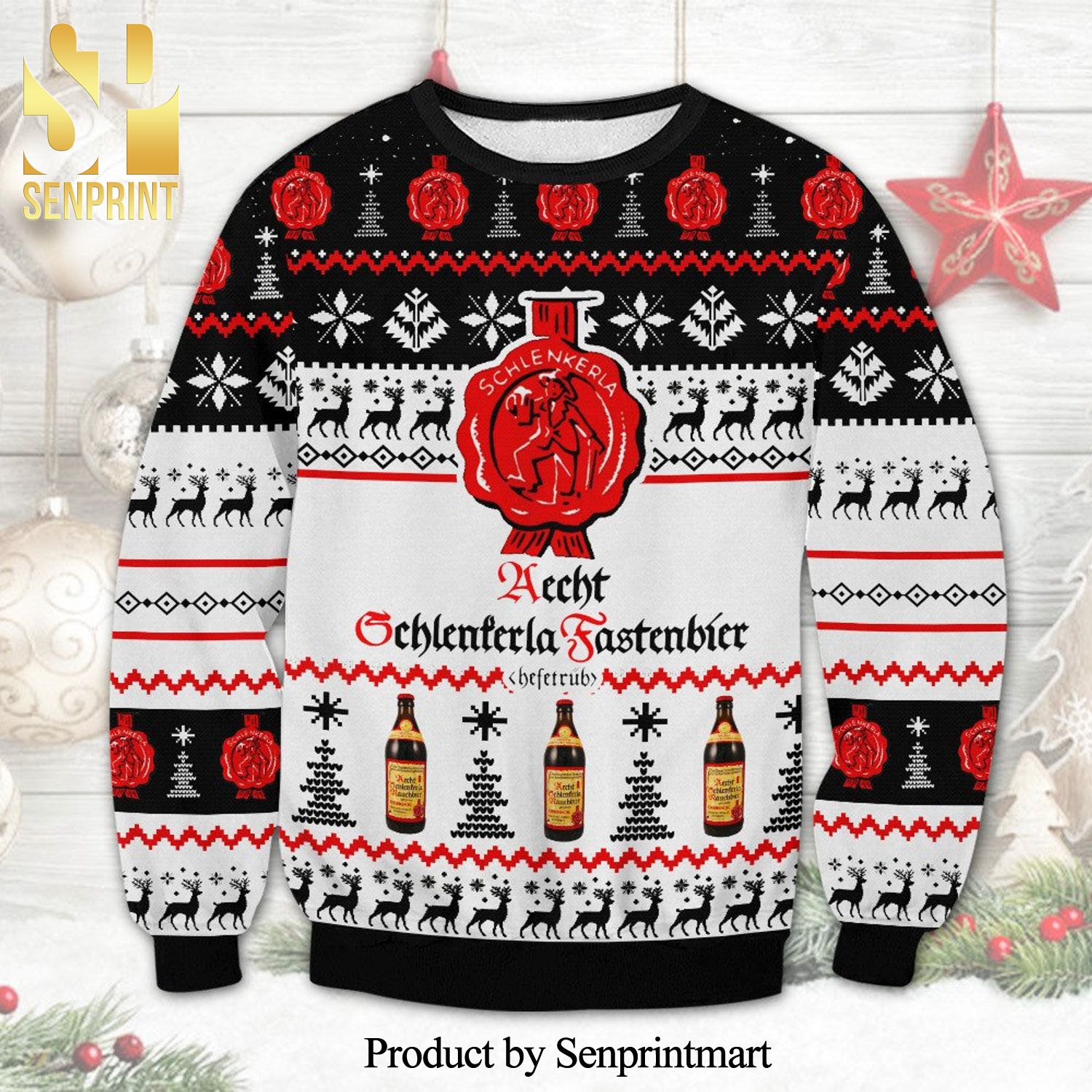 Aecht Schlenkerla Rauchbier Urbock Beer Knitted Ugly Christmas Sweater