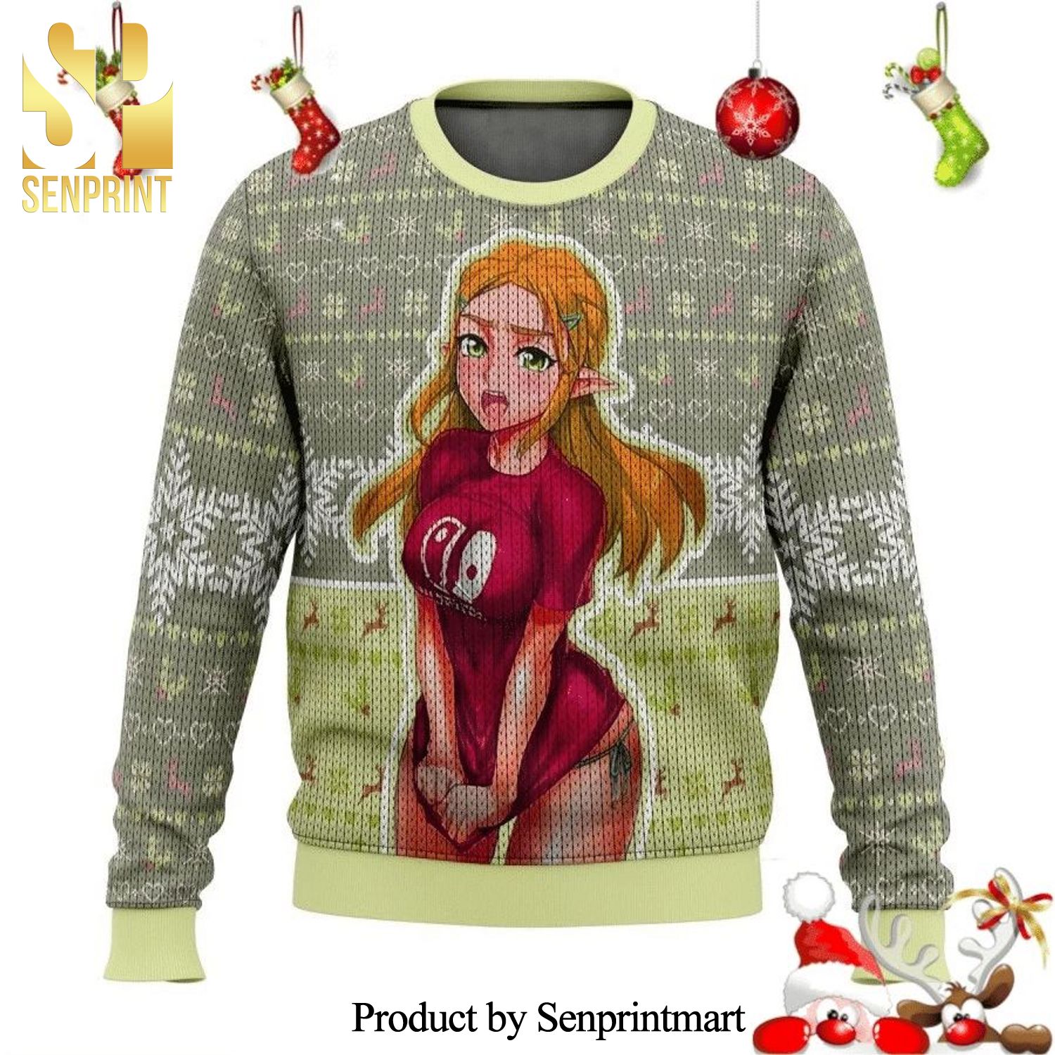 Ahegao Princess The Legend Of Zelda Knitted Ugly Christmas Sweater