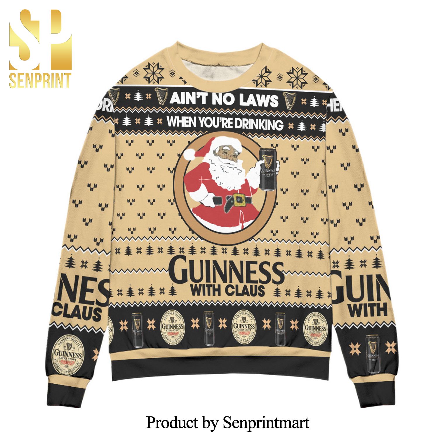 Ain’t No Laws When You’re Drinking Guinness With Claus Knitted Ugly Christmas Sweater