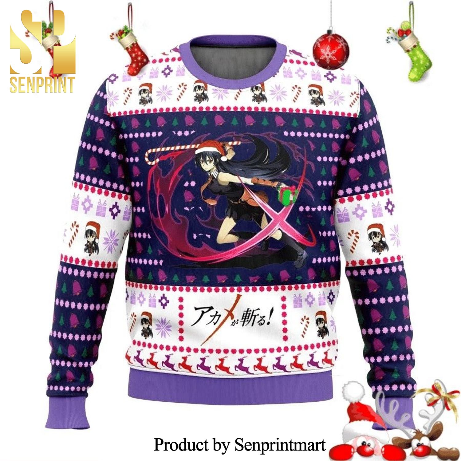 Akame Ga Kill Poster Anime Knitted Ugly Christmas Sweater