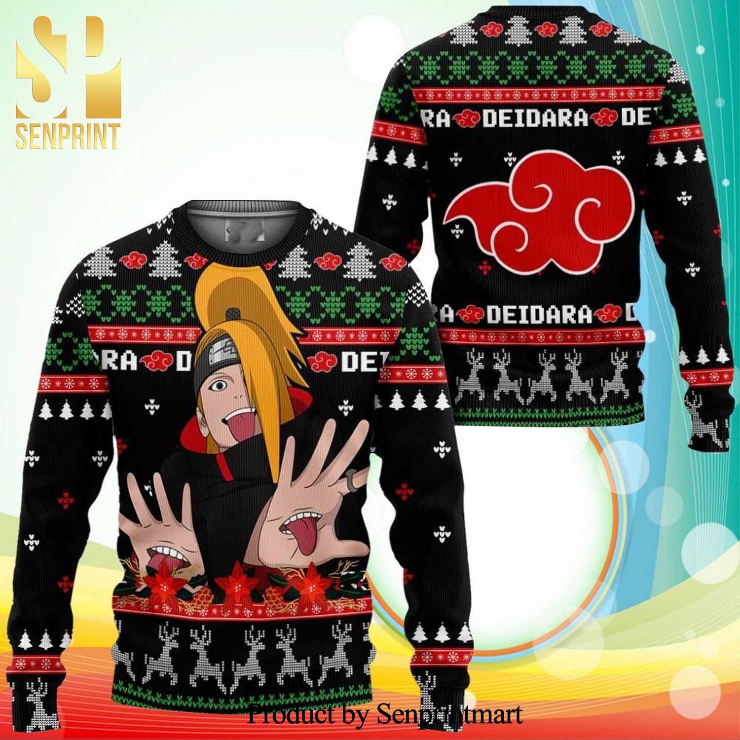 Akatsuki Deidara Naruto Manga Anime Knitted Ugly Christmas Sweater
