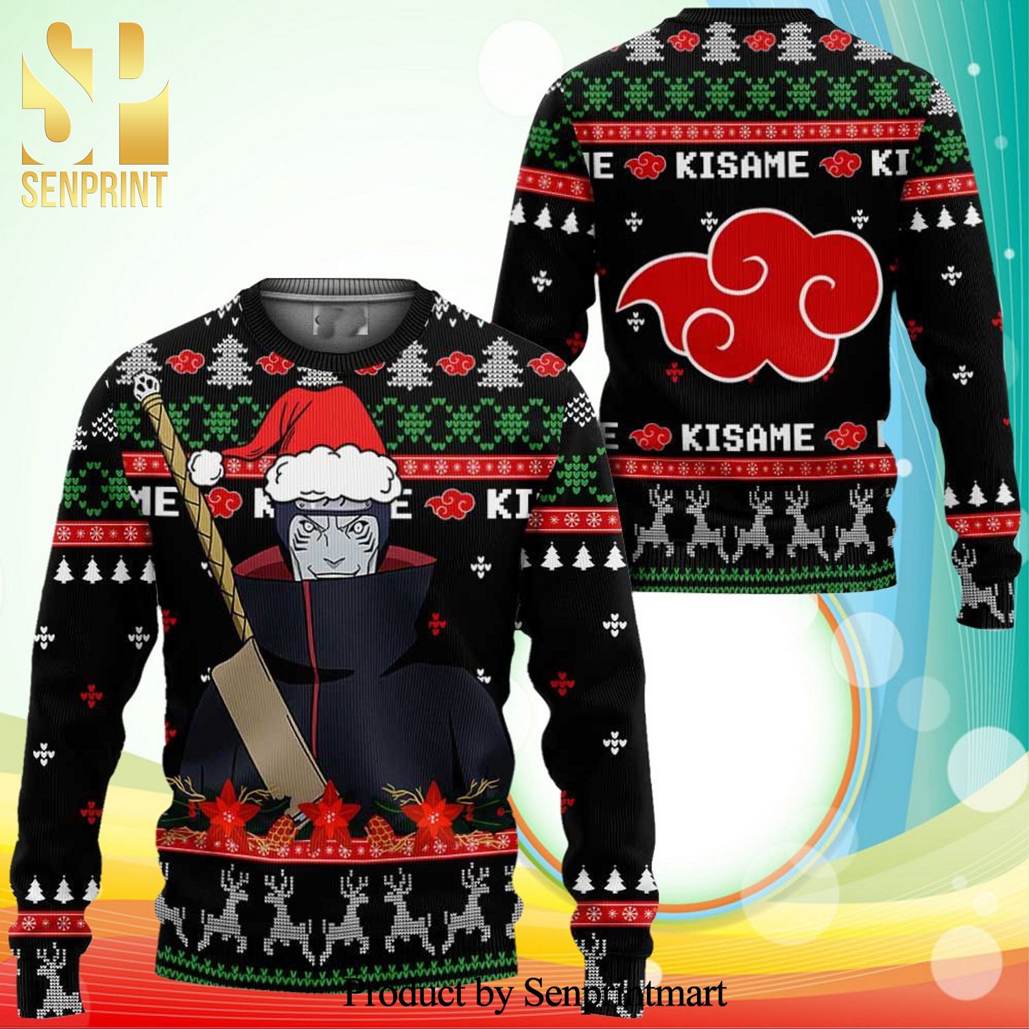 Akatsuki Kisame Naruto Shippuden Manga Anime Knitted Ugly Christmas Sweater