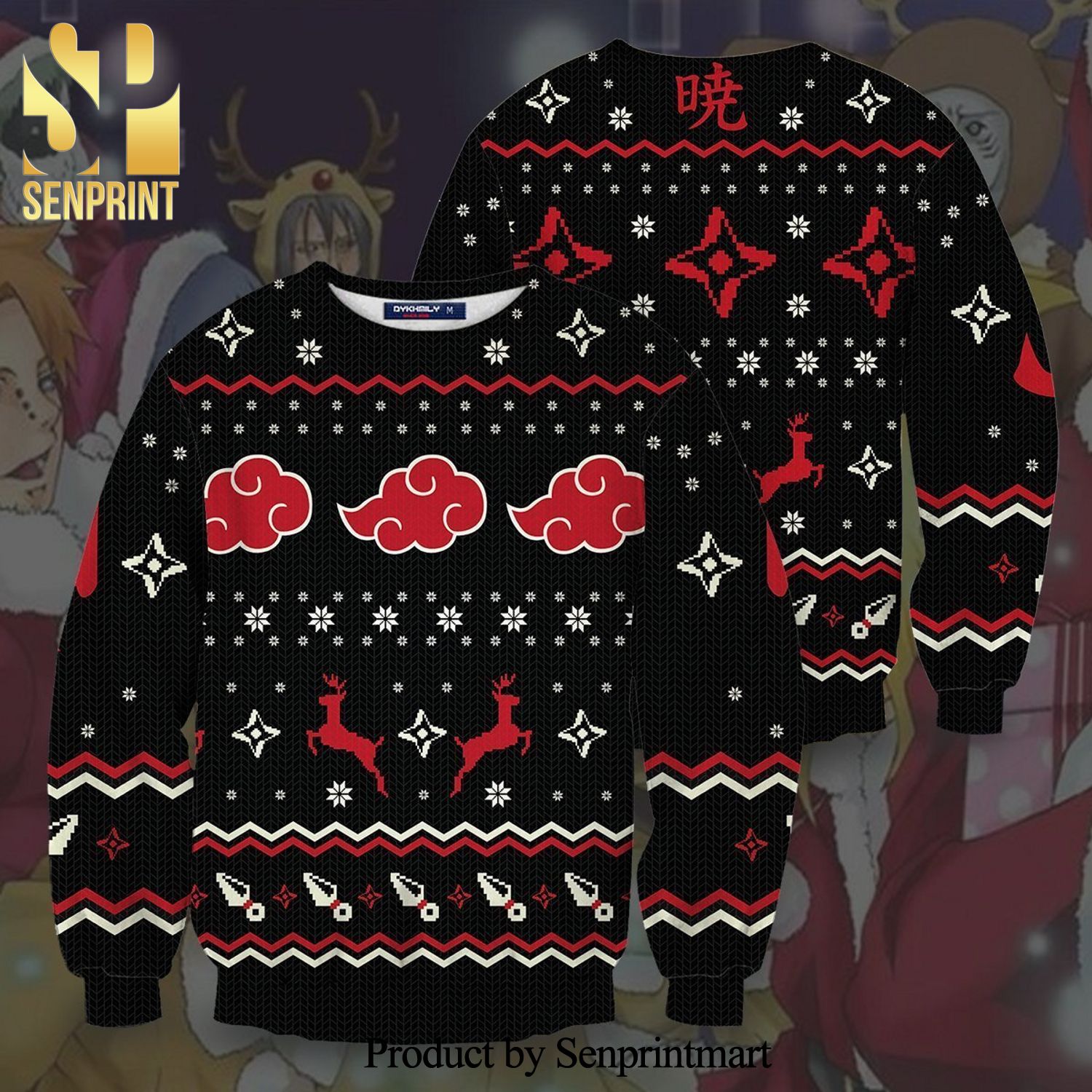 Akatsuki Logo Naruto Manga Anime Knitted Ugly Christmas Sweater