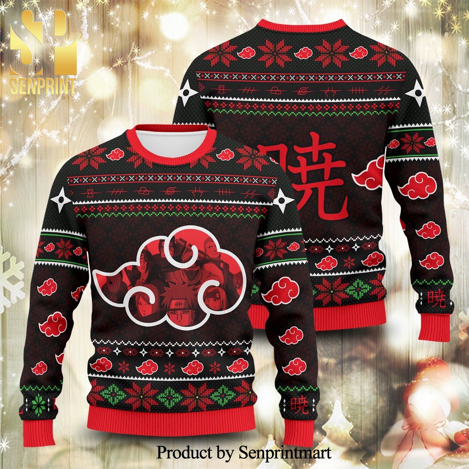 Akatsuki Warriors Naruto Manga Anime Knitted Ugly Christmas Sweater