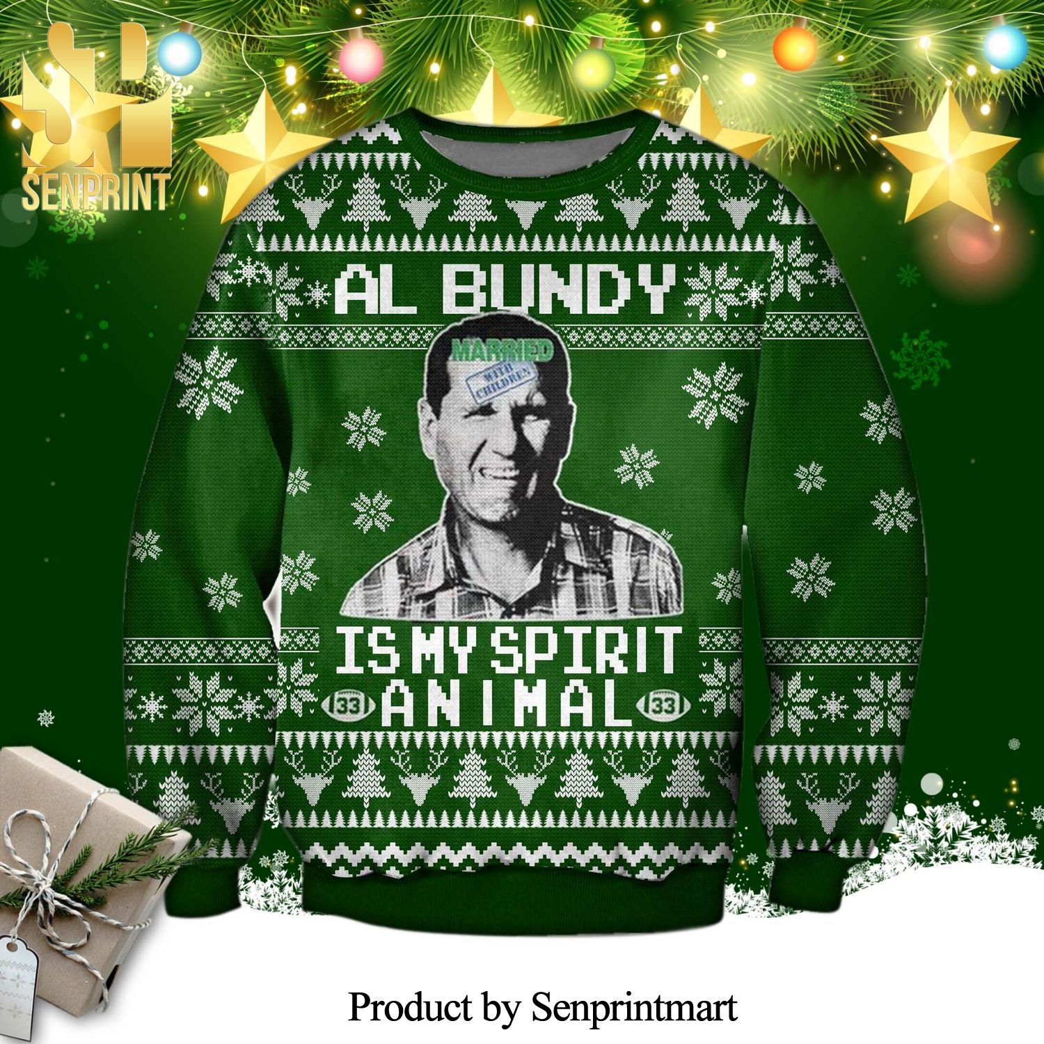 Al Bundy Is My Spirit Animal Married with Children Knitted Ugly Christmas Sweater