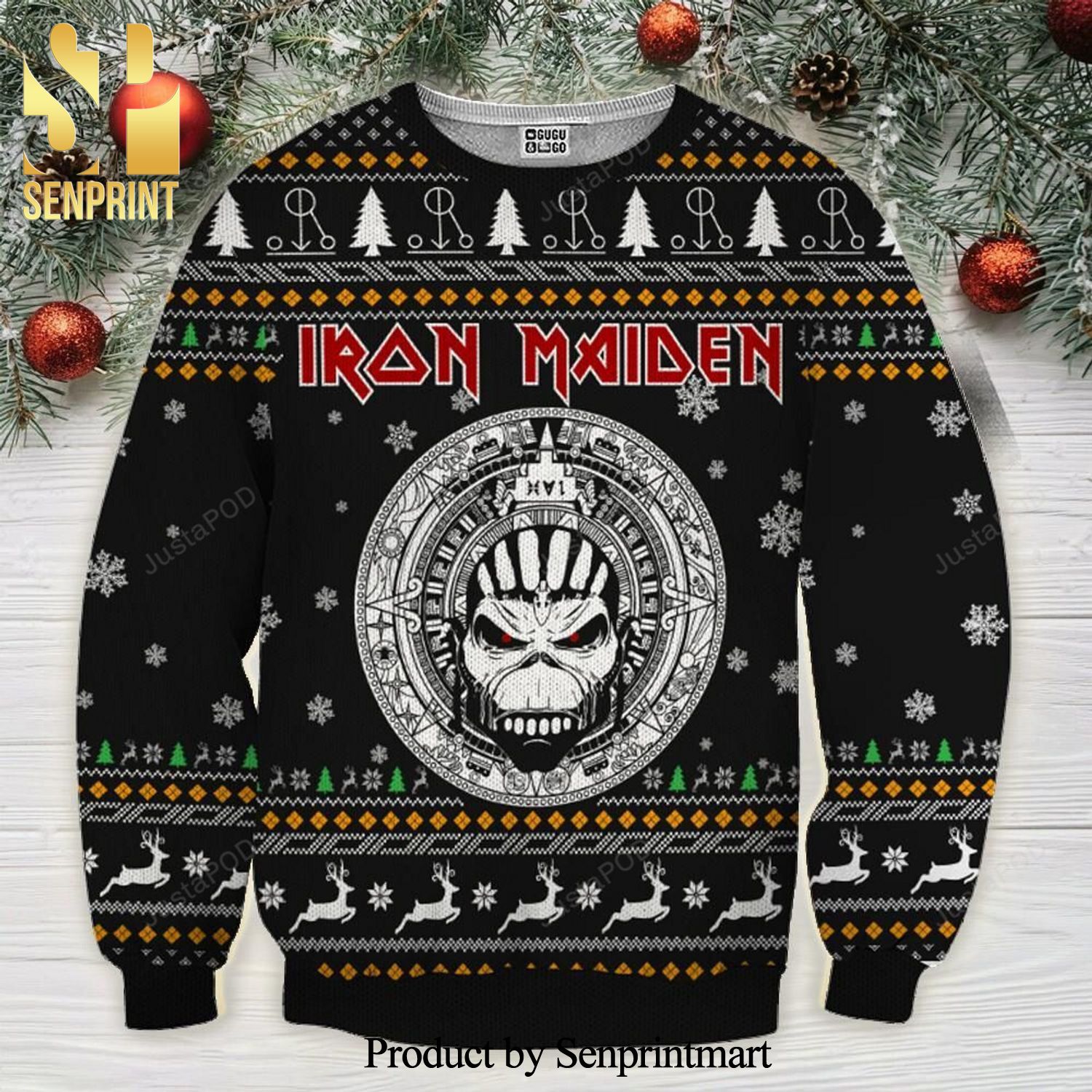 All I Want For Christmas Is Iron Maiden Knitted Ugly Christmas Sweater
