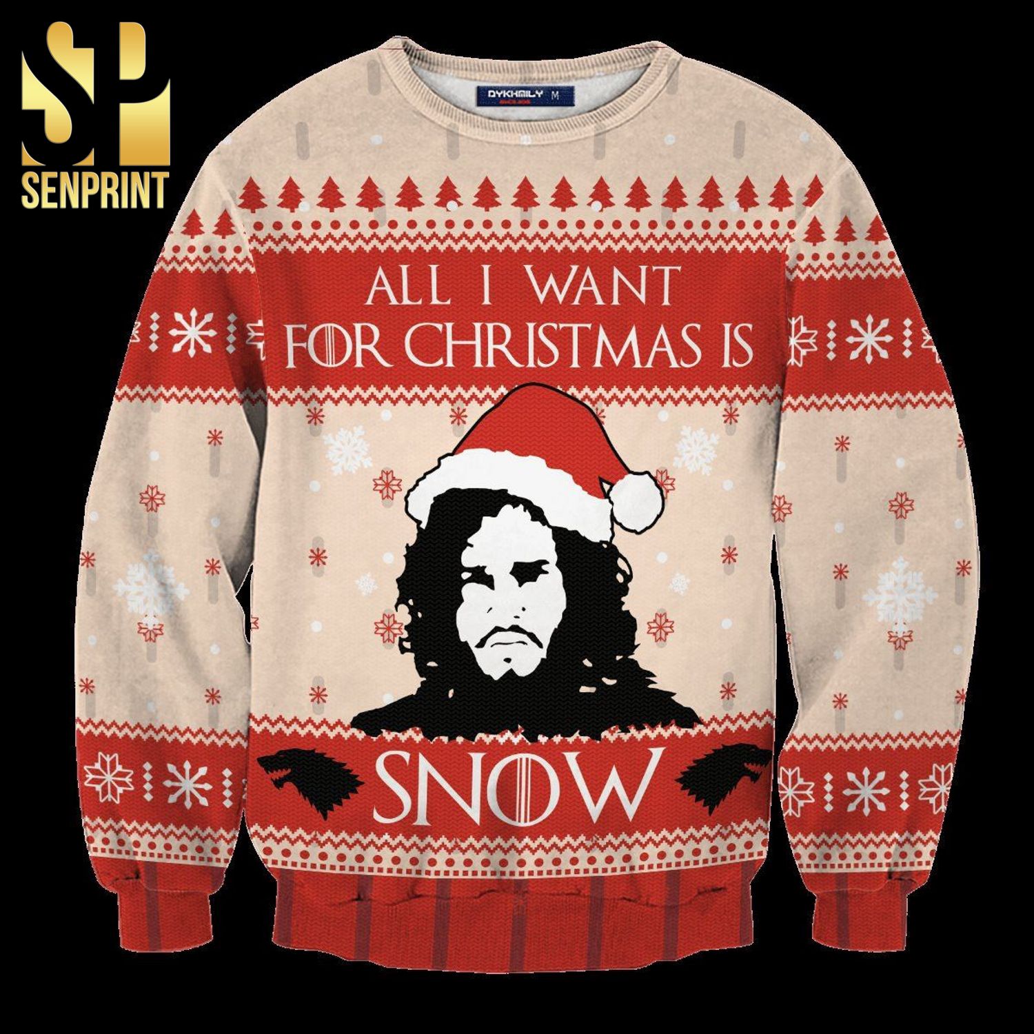All I Want For Christmas is Jon Snow Game of Thrones Full Printing Knitted Ugly Christmas Sweater