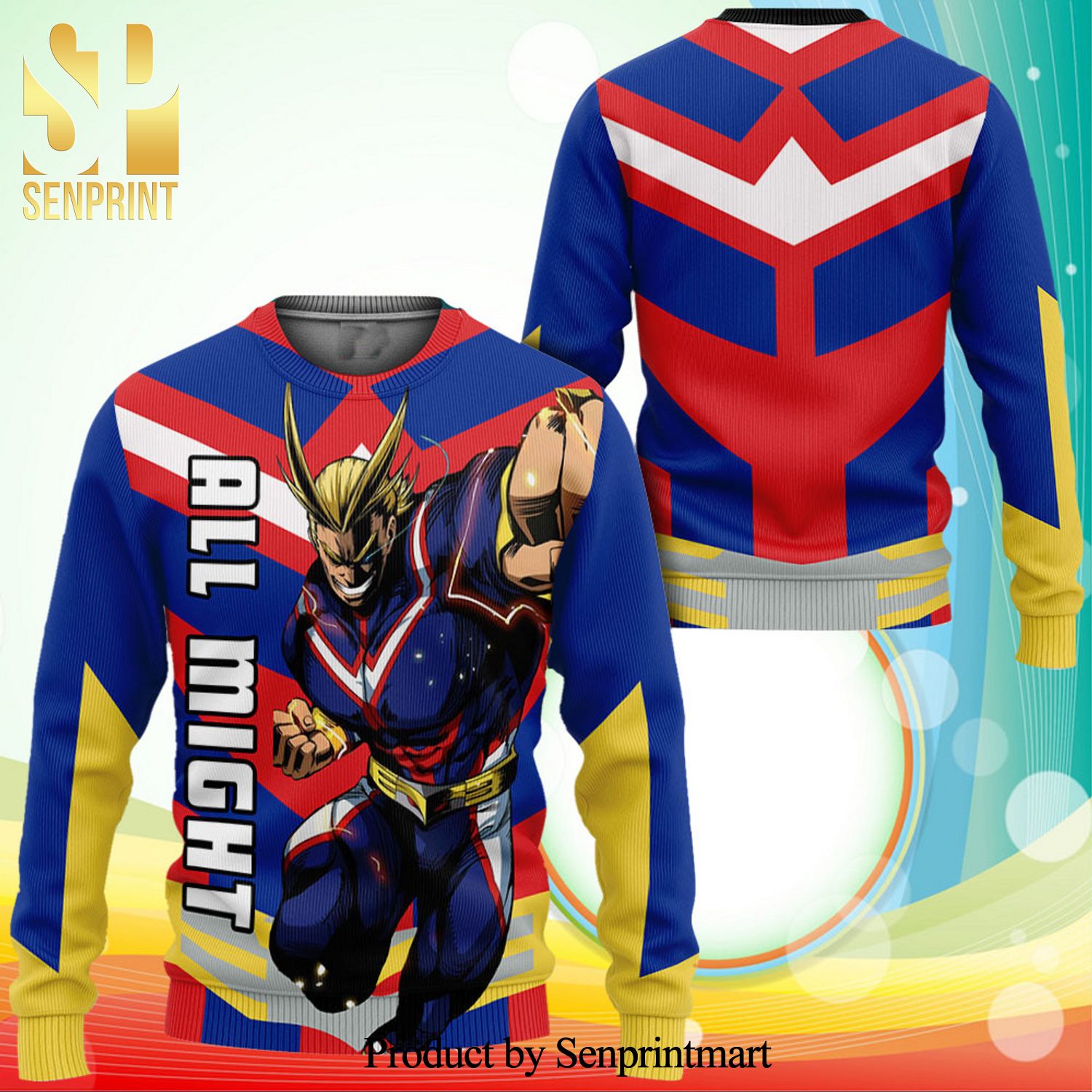 All Might My Hero Academia Anime MangaKnitted Ugly Christmas Sweater