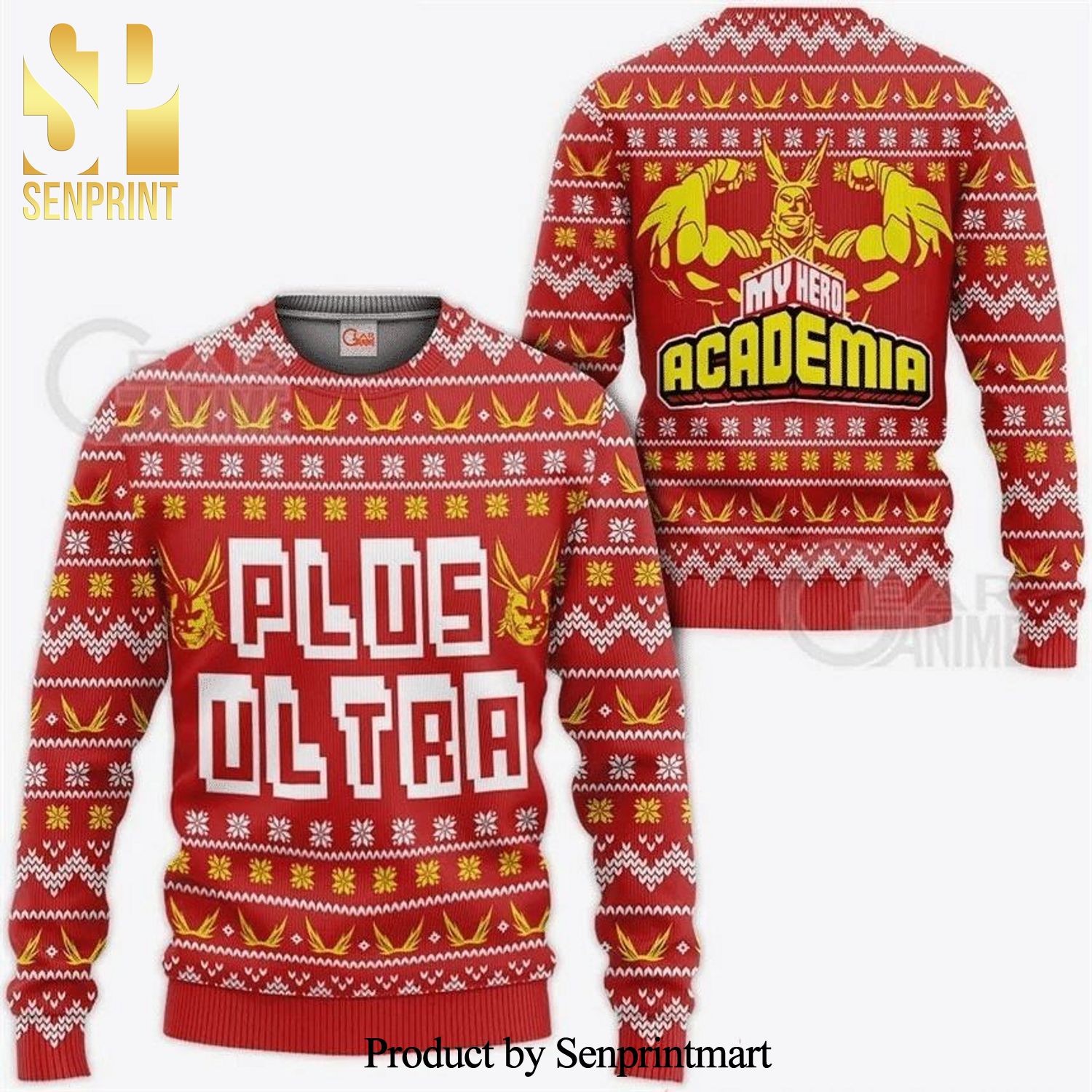 All Might Plus My Hero Academia Anime Manga Knitted Ugly Christmas Sweater