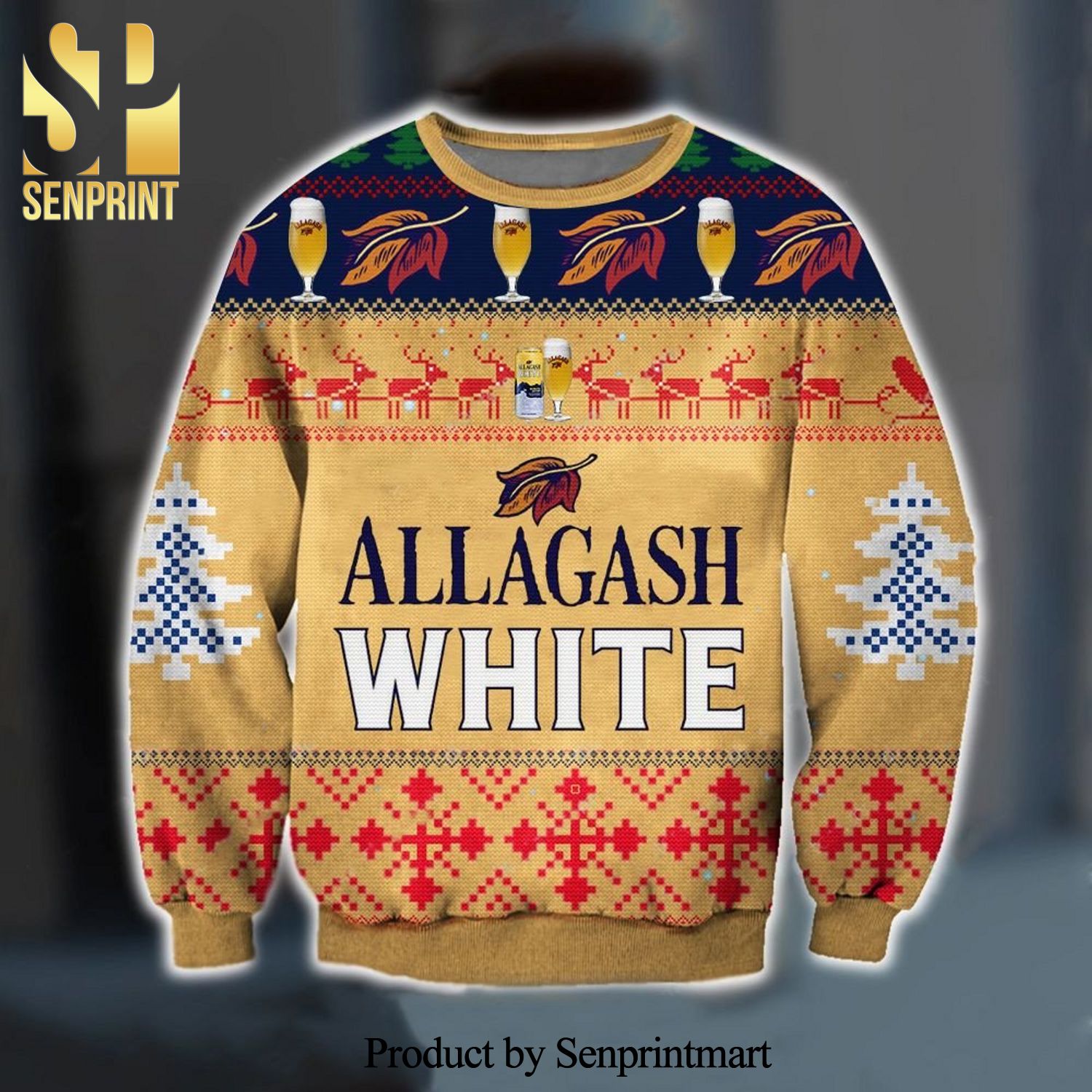 Allagash White Beer Knitted Ugly Christmas Sweater