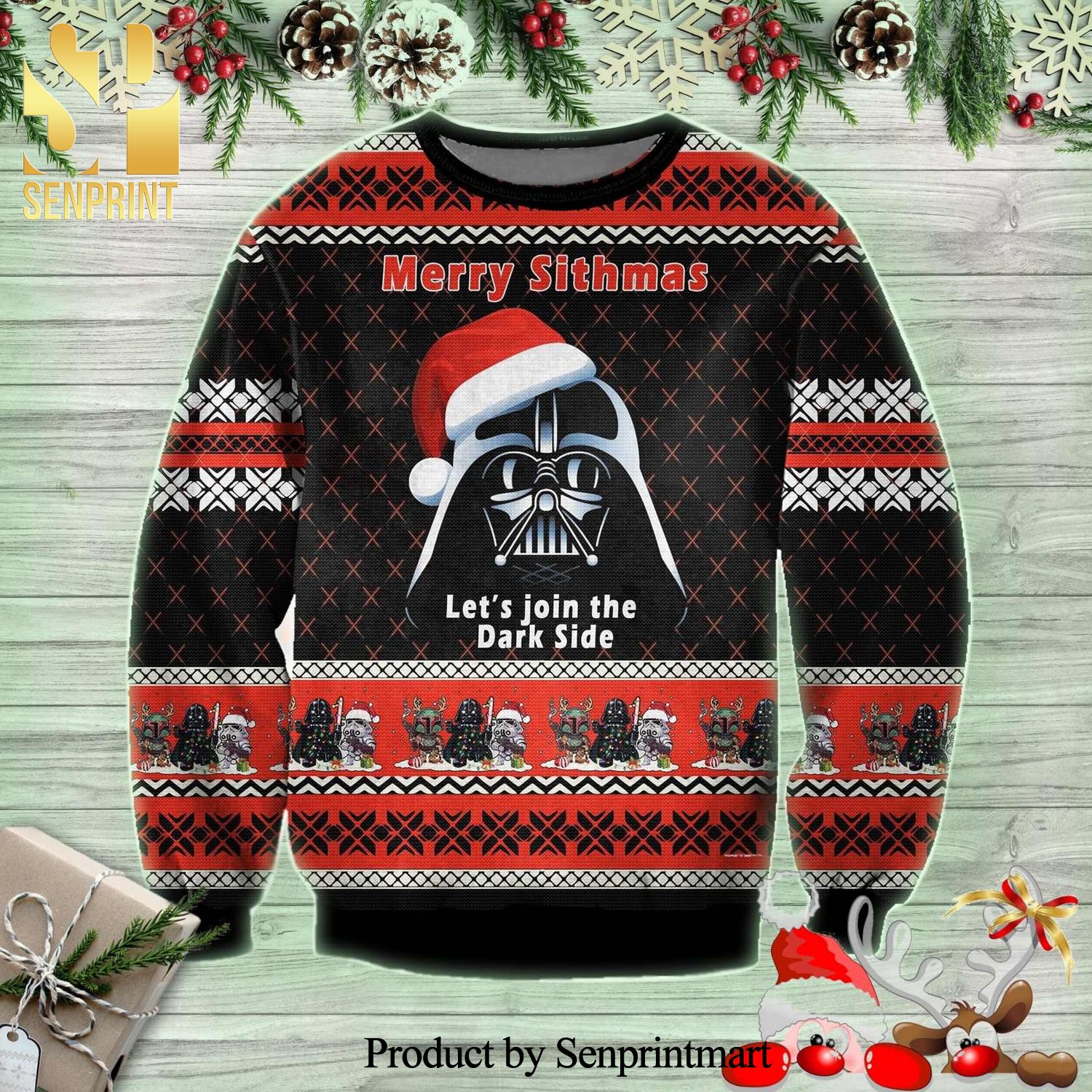 Anakin Skywalker Star Wars Merry Sithmas Let’s Join The Dark Side Knitted Ugly Christmas Sweater