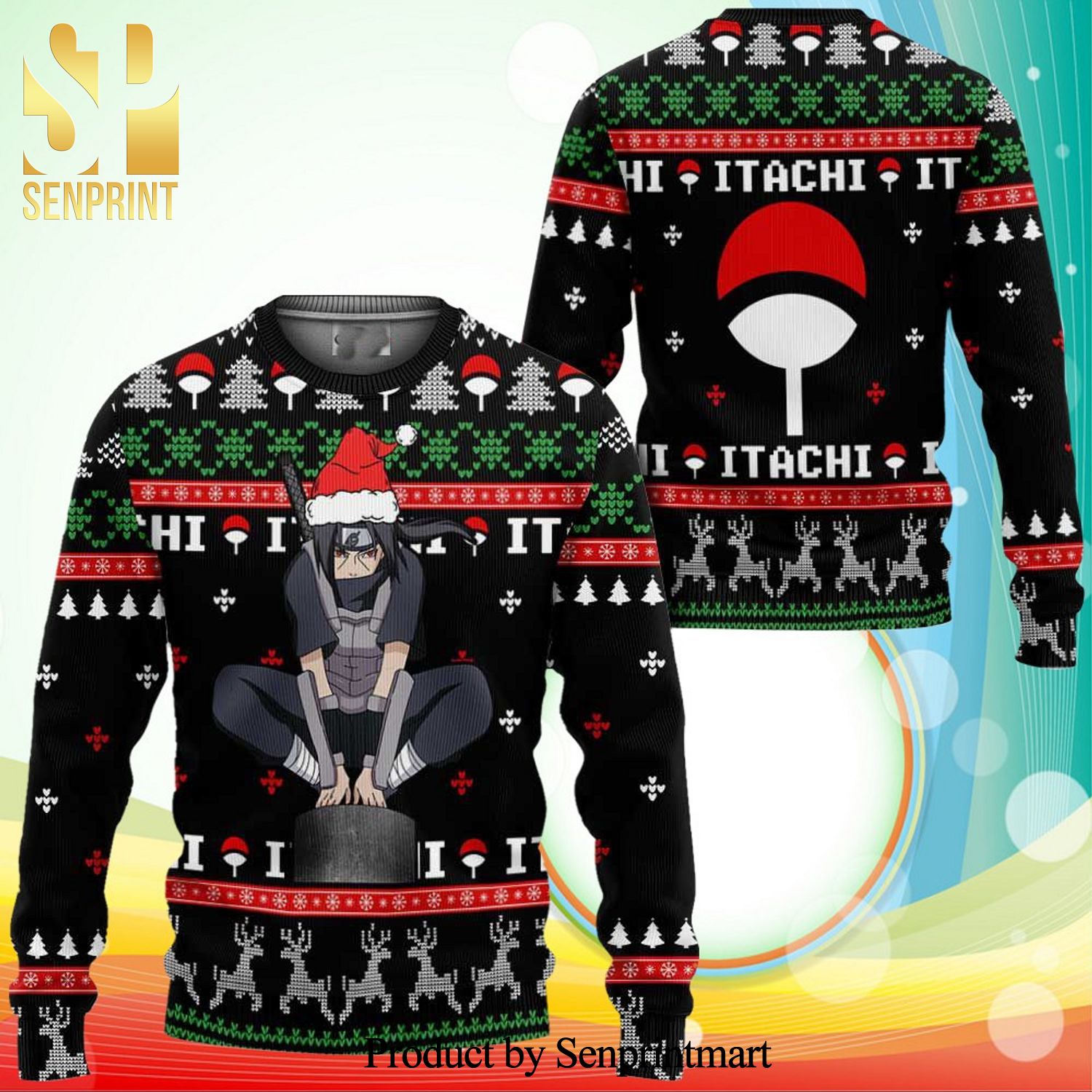 Anbu Itachi Naruto Shippuden Manga Anime Knitted Ugly Christmas Sweater