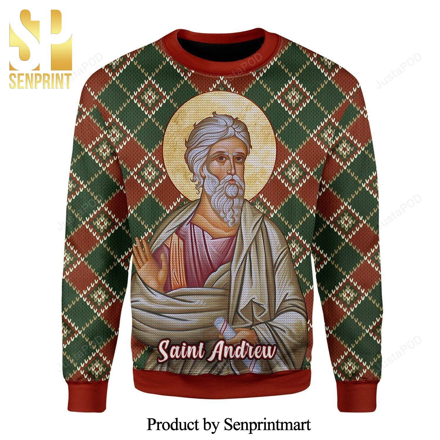 Andrew The Apostle Knitted Ugly Christmas Sweater
