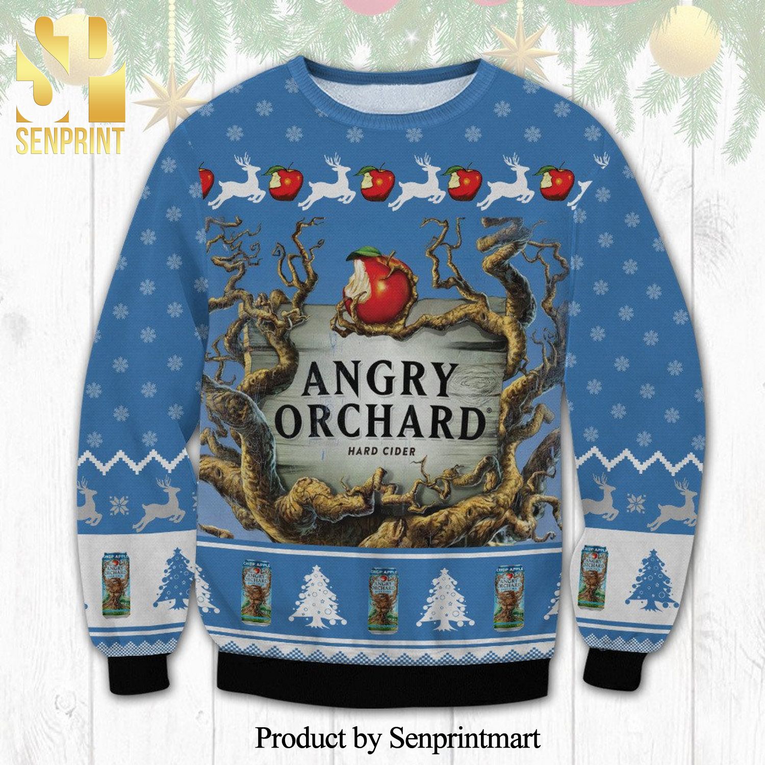 Angry Orchard Crisp Apple Hard Cider Knitted Ugly Christmas Sweater