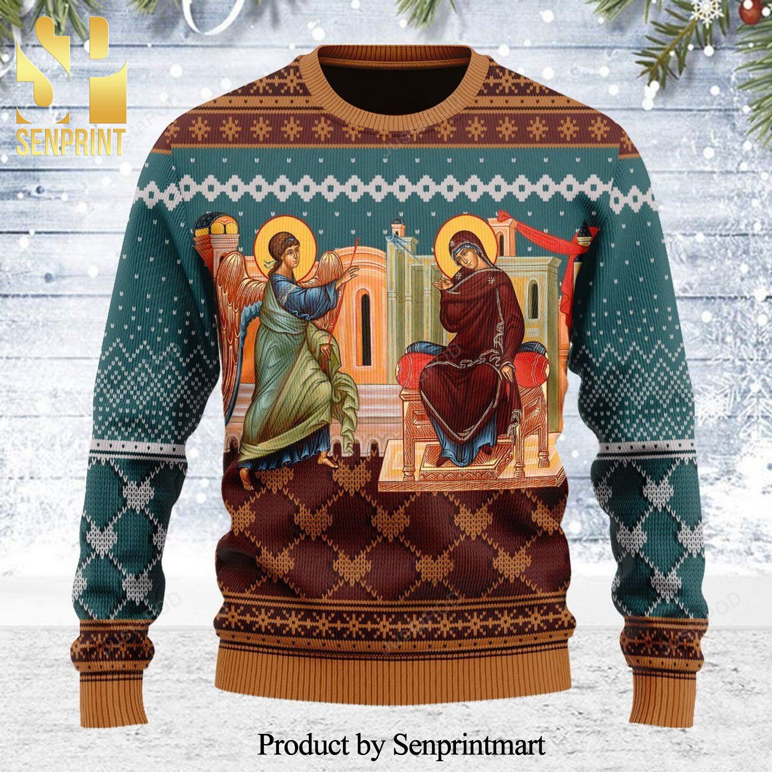 Annunciation Of The Mother Of God Knitted Ugly Christmas Sweater