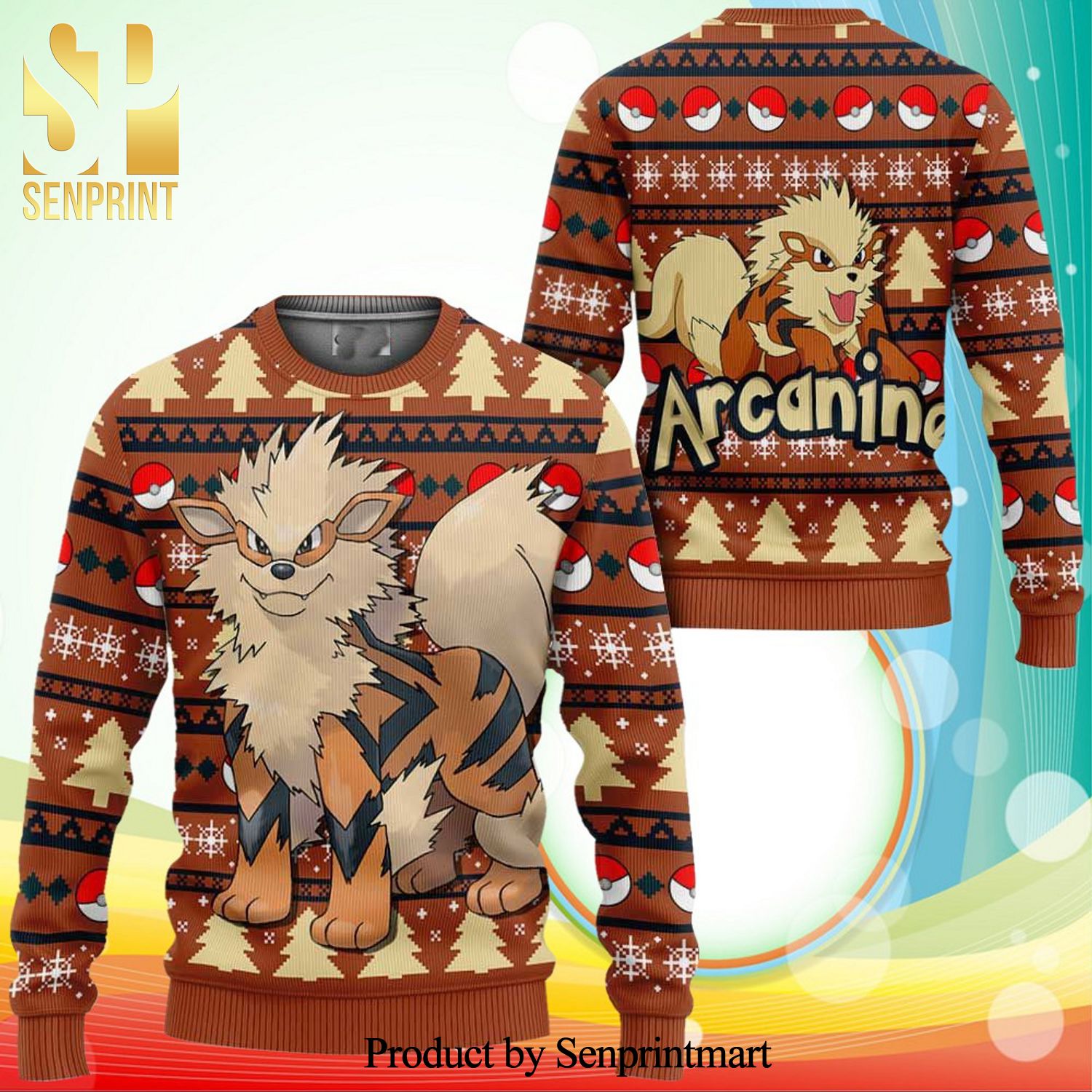 Arcanine Pokemon Anime Knitted Ugly Christmas Sweater