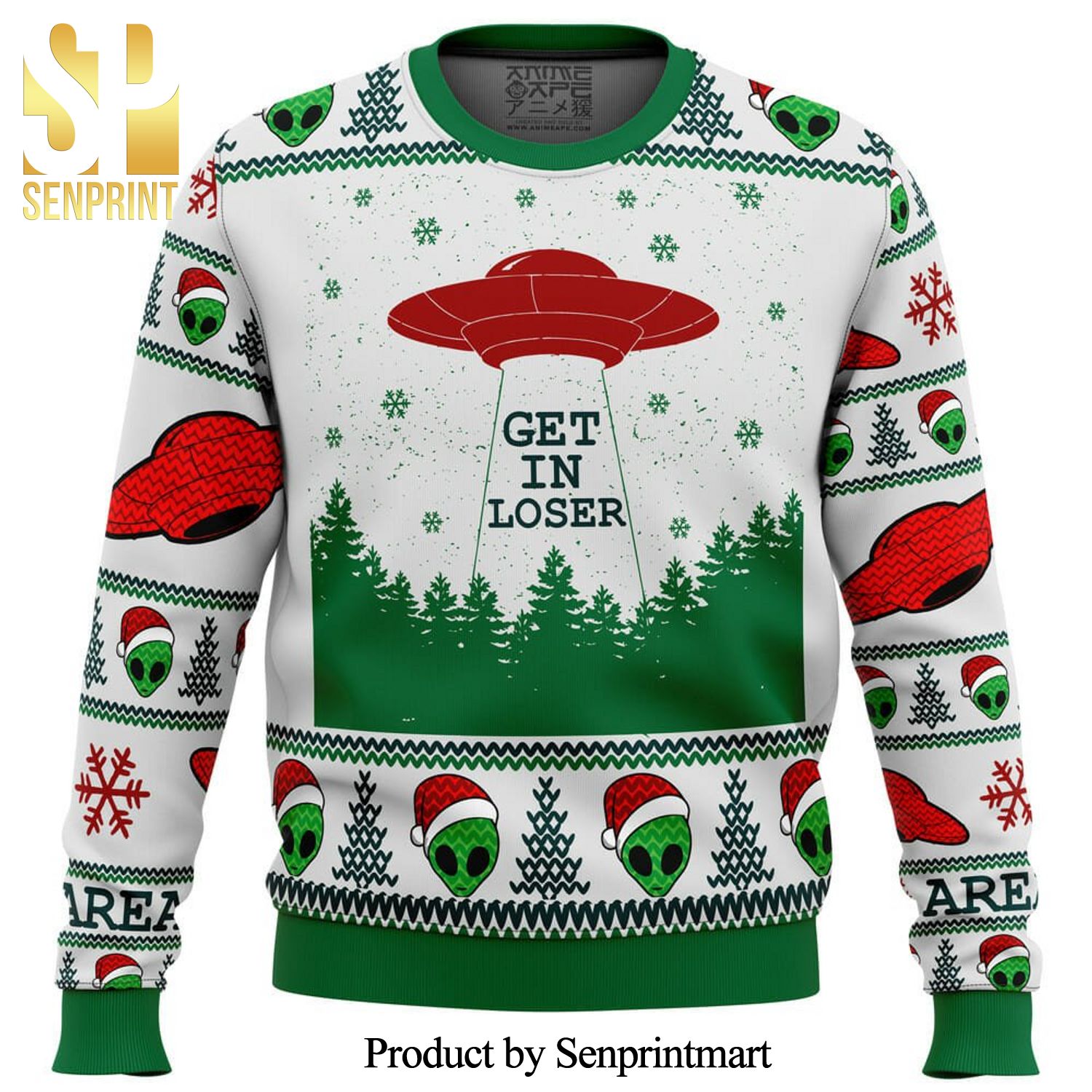 Area 51 Alien Get In Loser Knitted Ugly Christmas Sweater